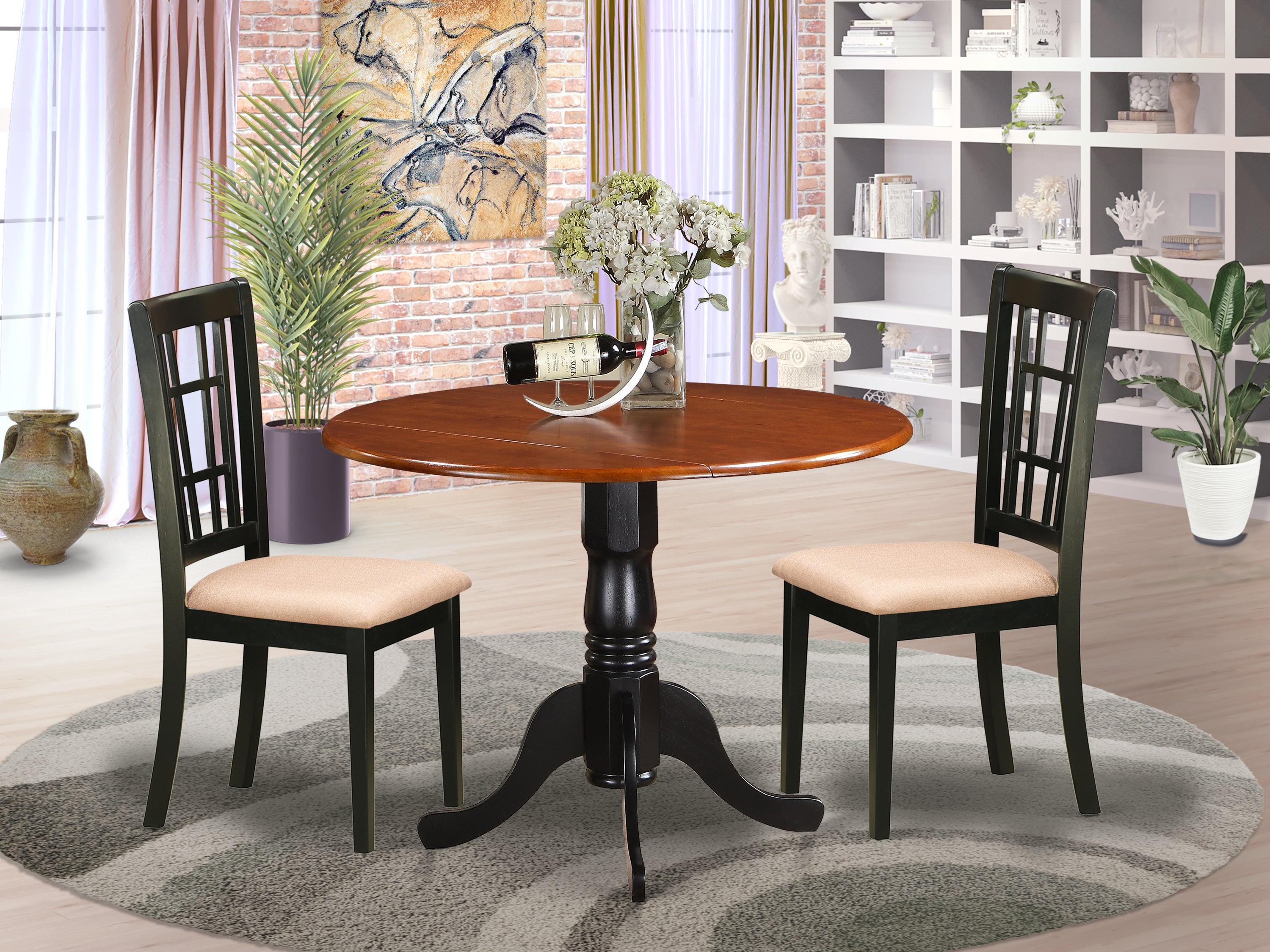 DLNI3-BCH-C 3 PC Kitchen Table set-Dining Table and 2 Wood Kitchen Chairs