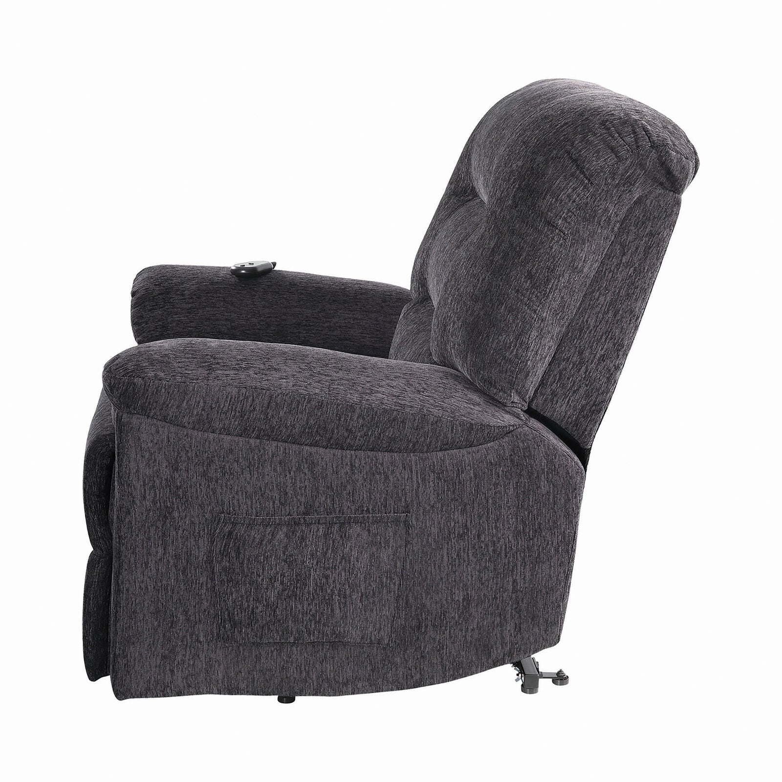 Coaster Upholstered Chenille Power Lift Recliner Grey 601015