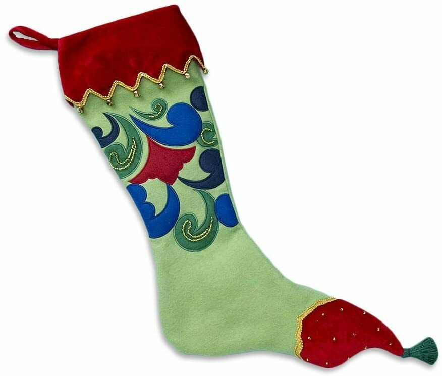 Jim Shore Heartwood Creek Green Swirl Pattterned Christmas Stocking, 26 "