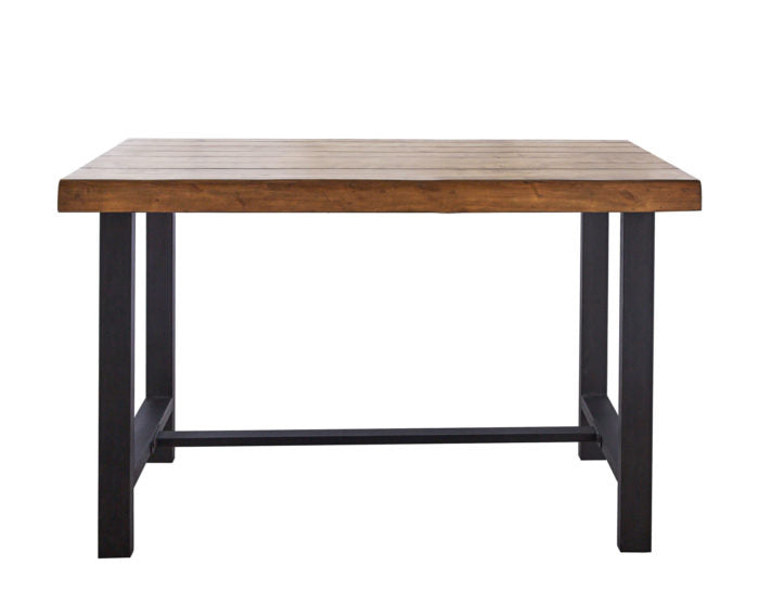 Landon 60" Natural Honey Wood and Metal Counter Table