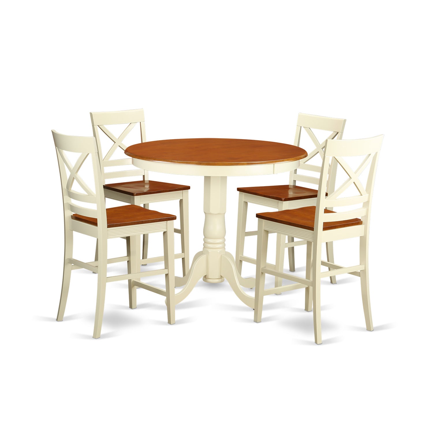 JAQU5-WHI-W 5 Pc counter height Dining room set-pub Table and 4 counter height Chairs