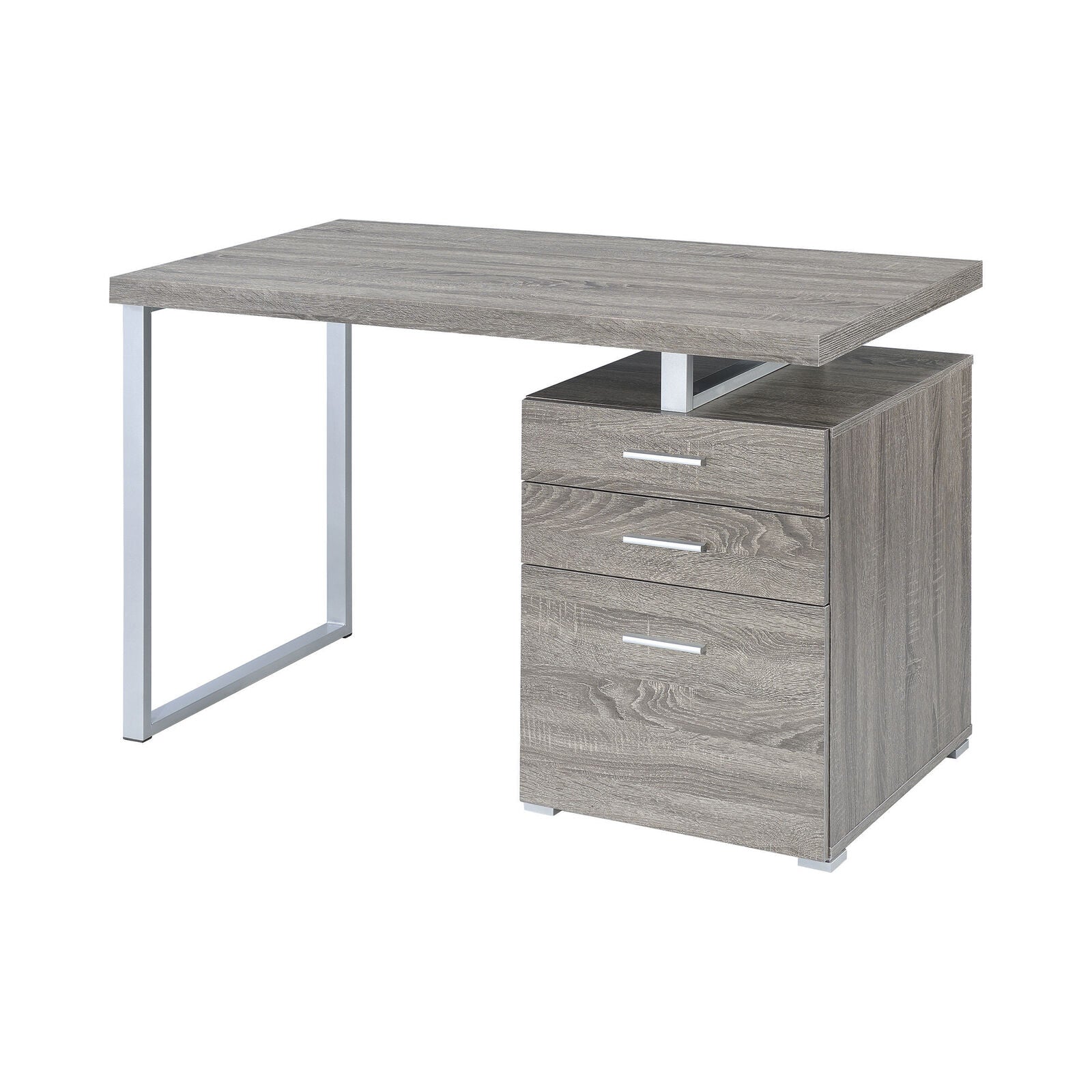 Coaster 3-Drawer Brennan Home Office Writing Desk Reverible Weathered Grey