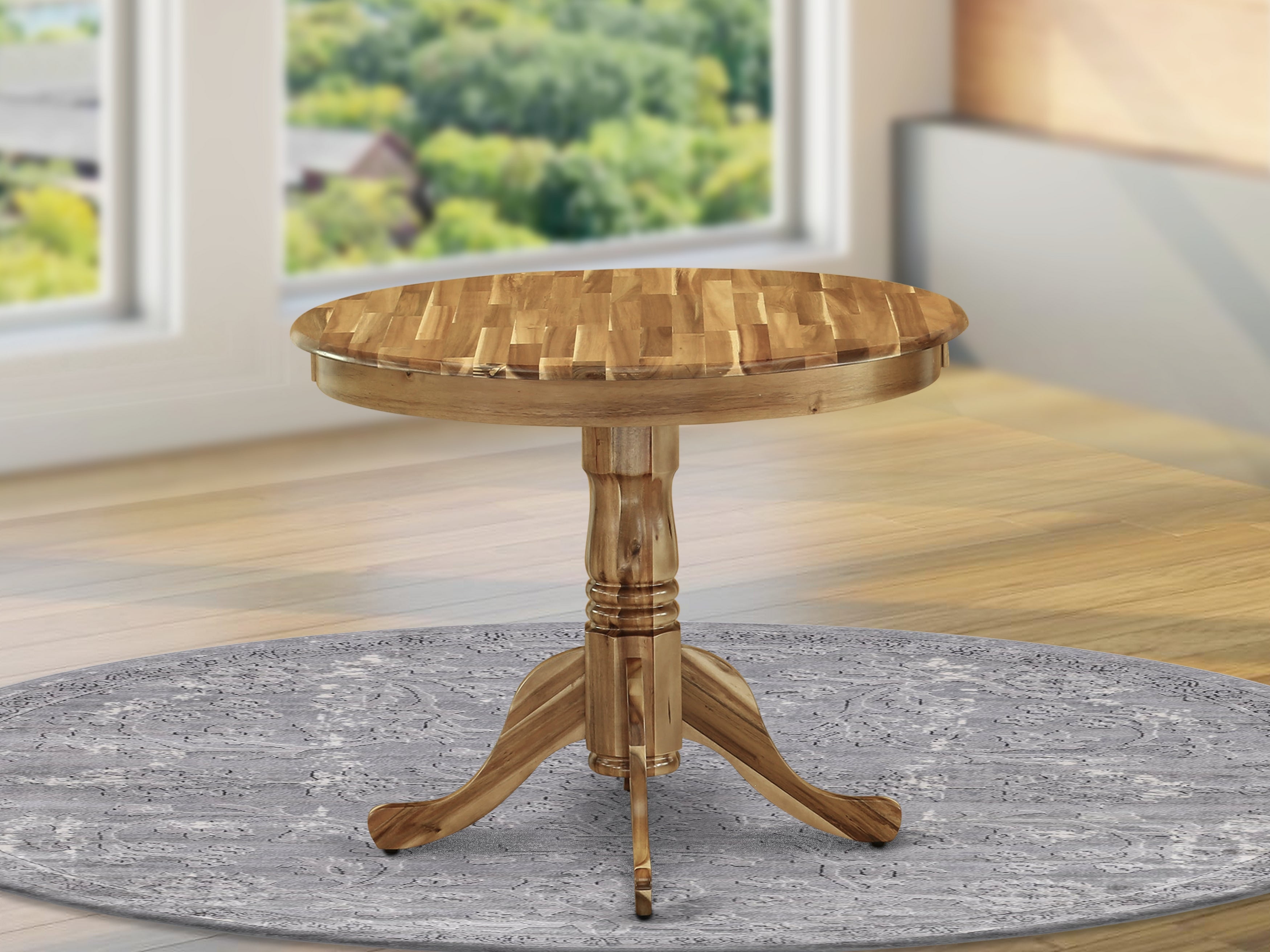 ANT-ANA-TP Antique Dining Table Made of Acacia Wood offering Wood Texture, 36 Inch Round, Neutral Finish