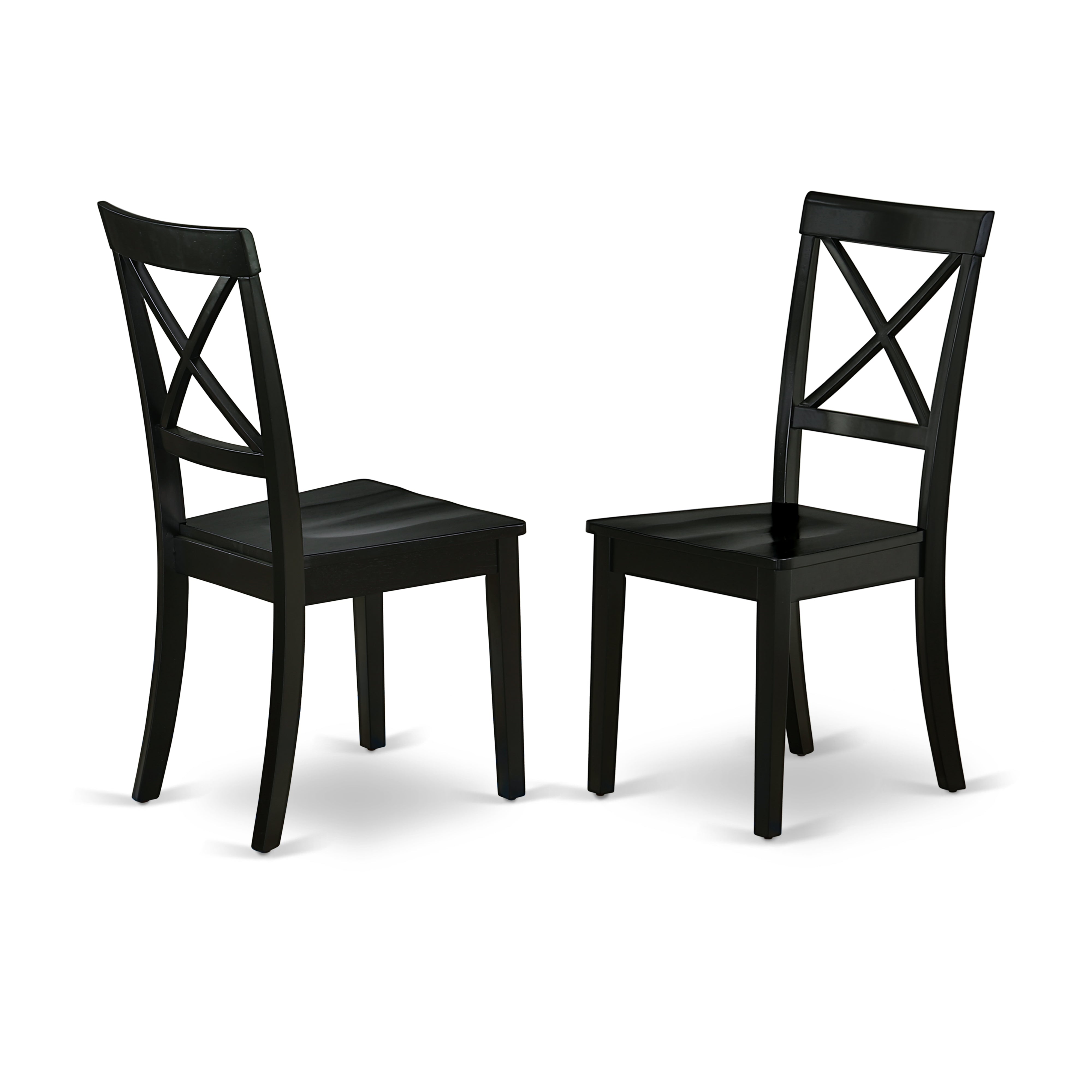 LGBO7-BLK-W 7Pc Rectangular 66/84 Inch Dining Table With 18 In Self Storing Butterfly Leaf And Six Wood Seat Dining Chairs