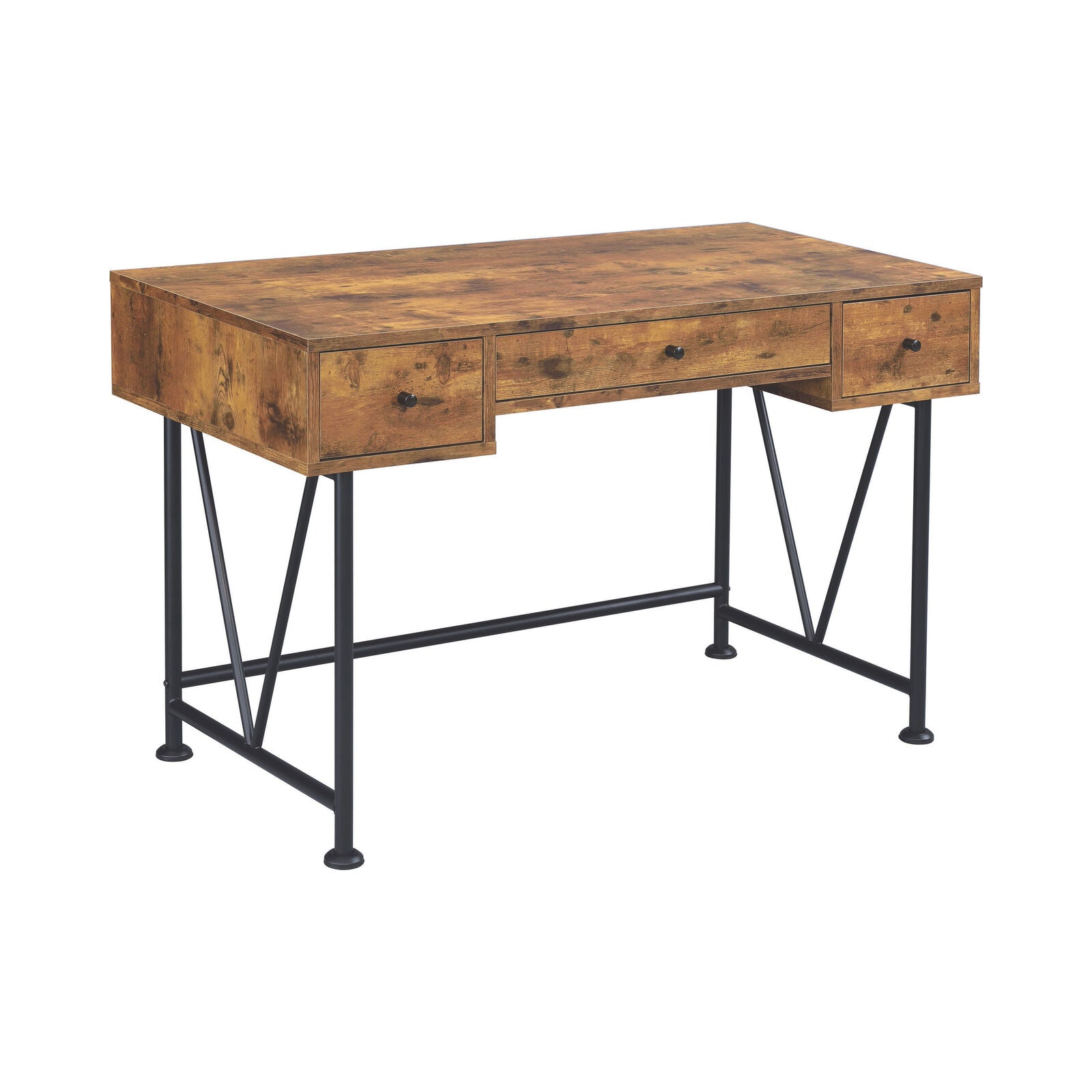 Analiese Industrial 3- Drawer Antique Nutmeg Home office Writing Desk 801541