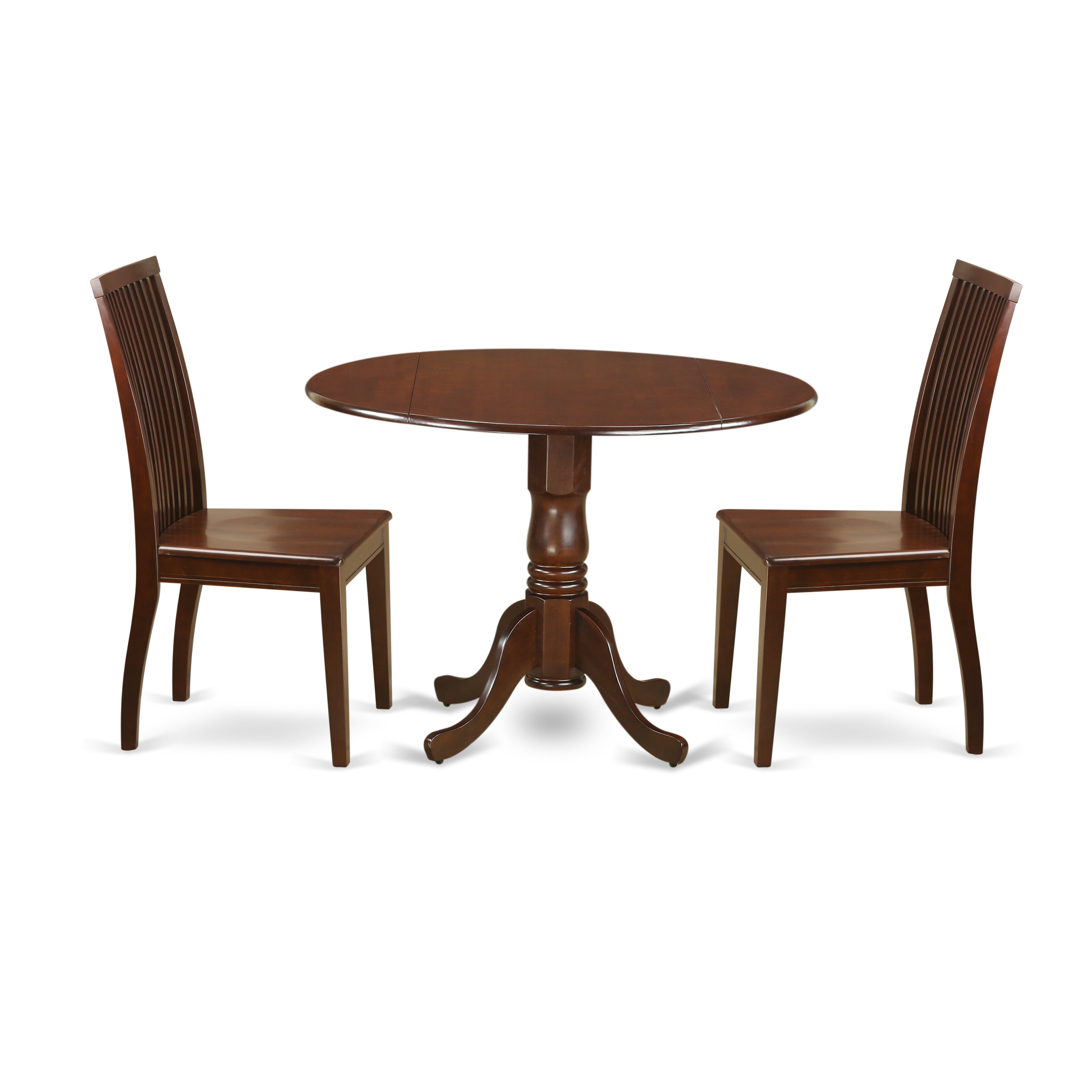 DLIP3-MAH-W 3 PC Dublin kitchen table set-Dining table and 2 wood seat kitchen chairs