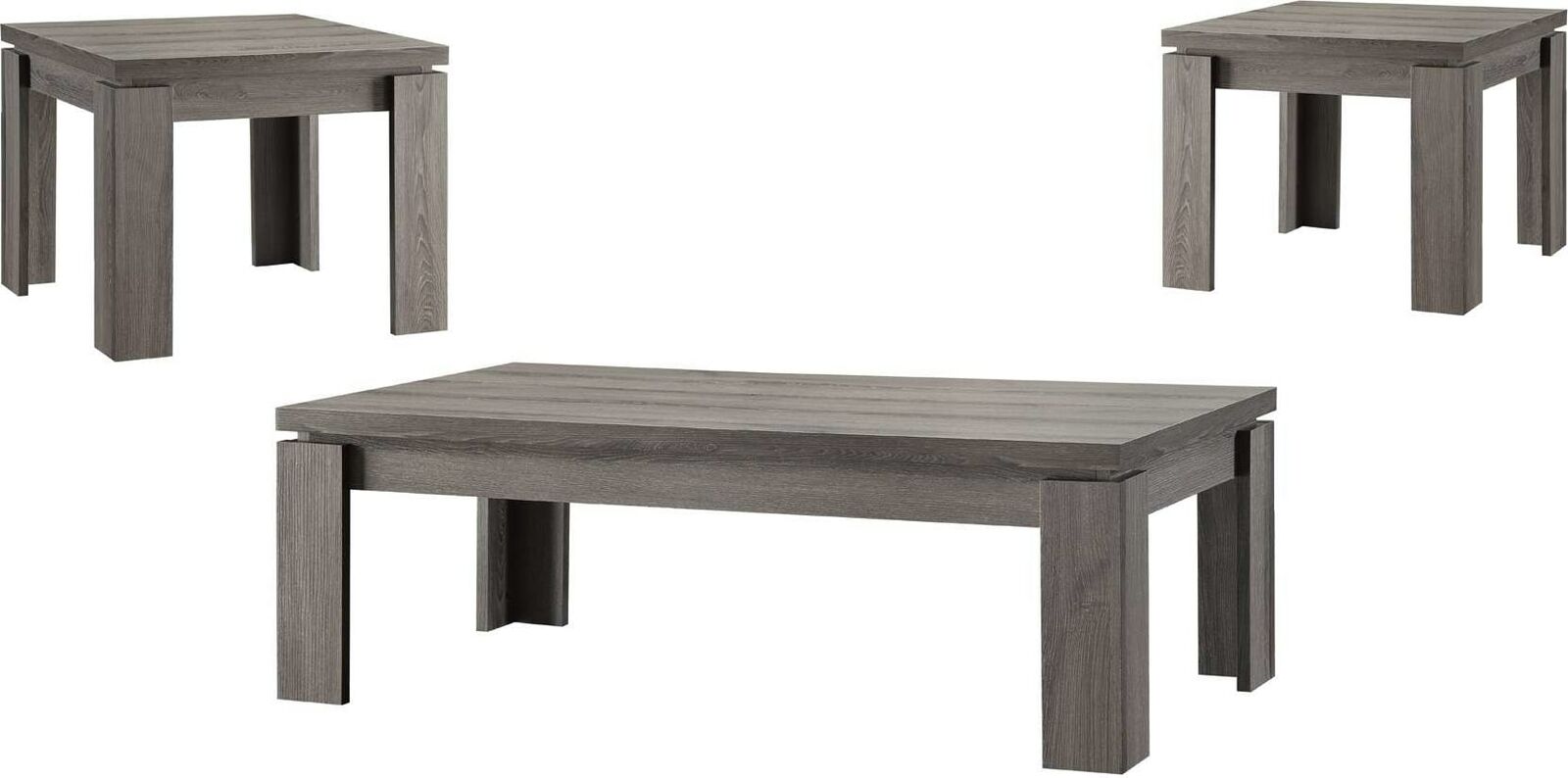 Mosern 3-Piece Occasional Coffee Living room Table Set Weathered Grey