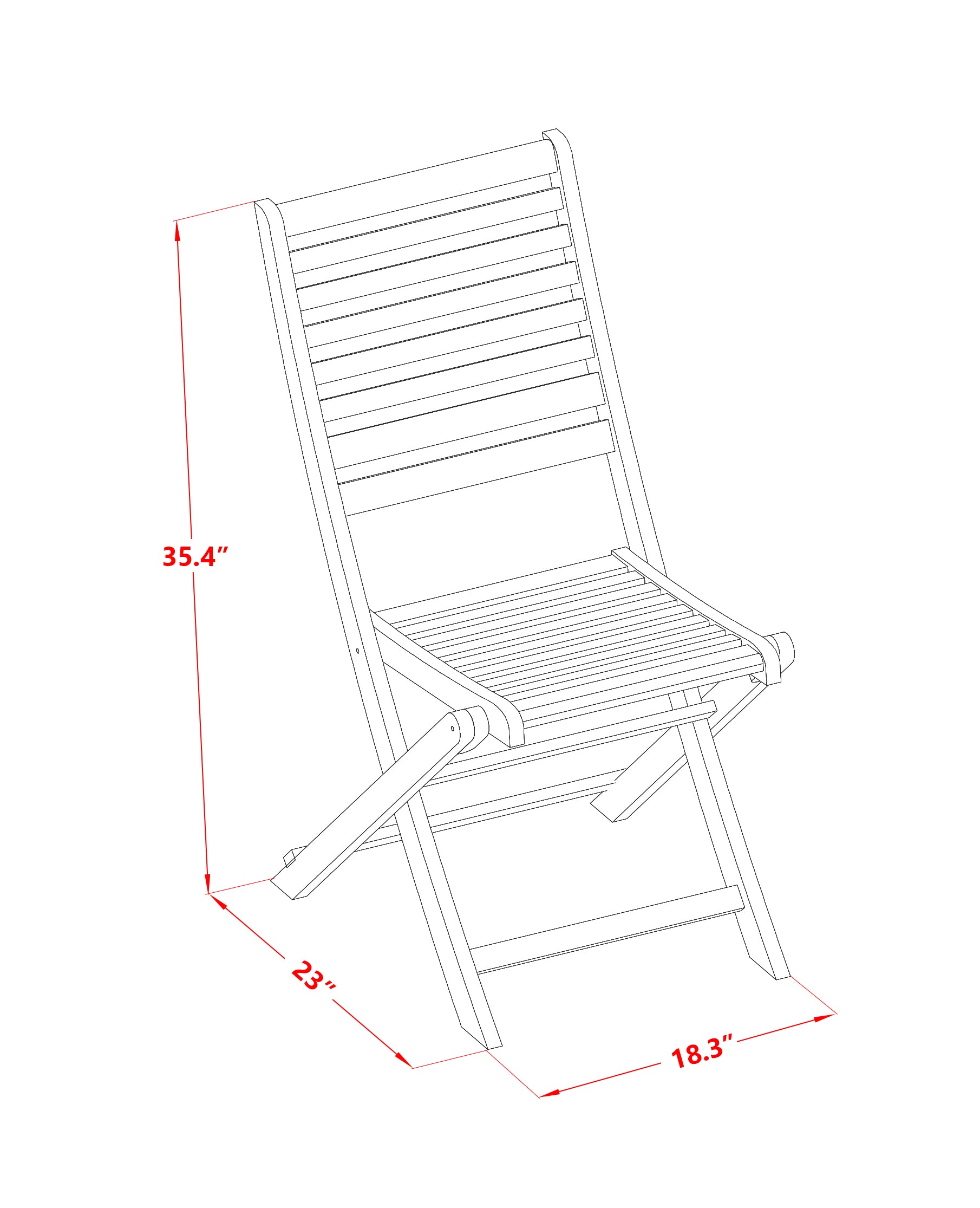 BBSCWNA Solid Acacia Solid wood Outdoor-Furniture Side Foldable Chair-Set of two