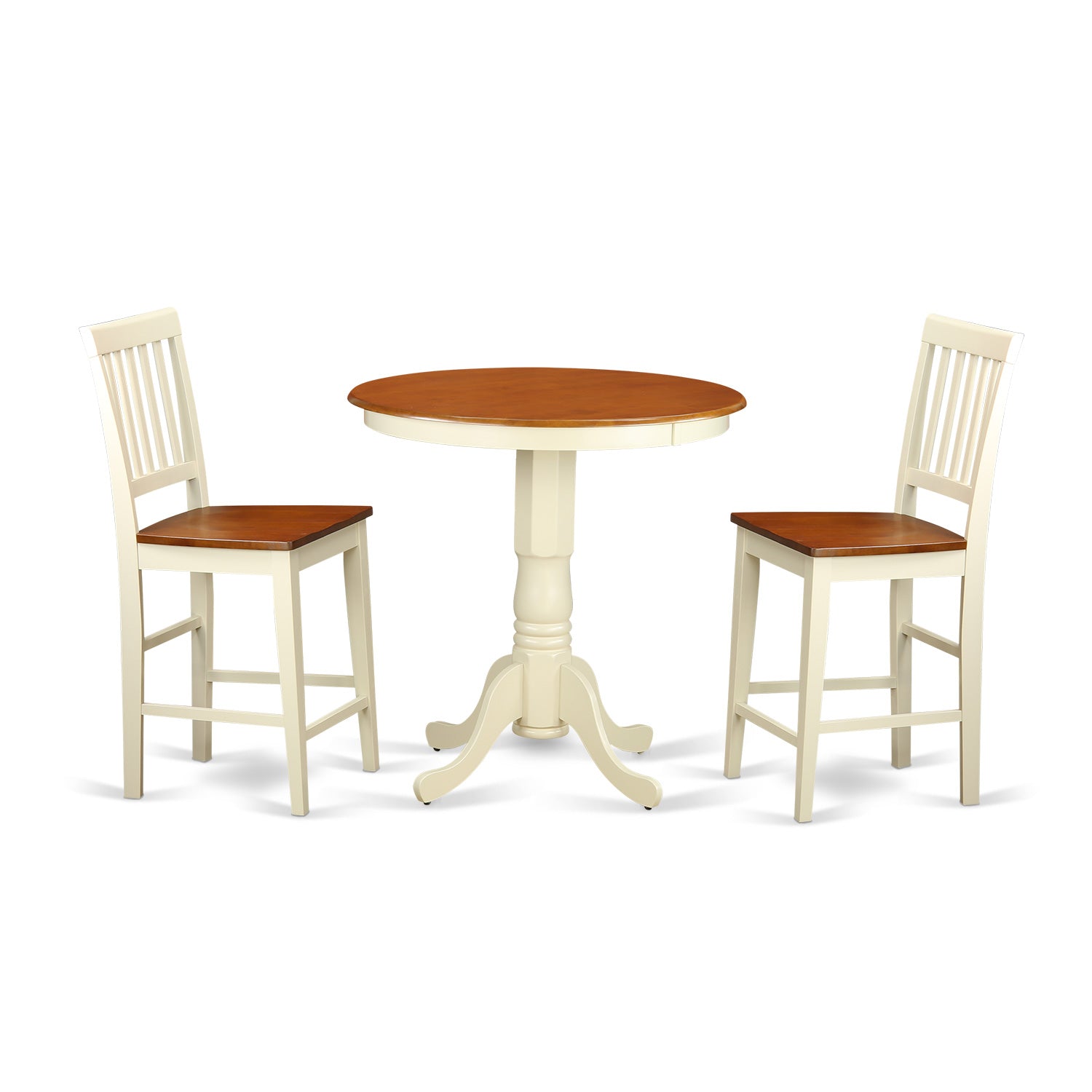 EDVN3-WHI-W 3 PC counter height Dining room set - counter height Table and 2 counter height stool.