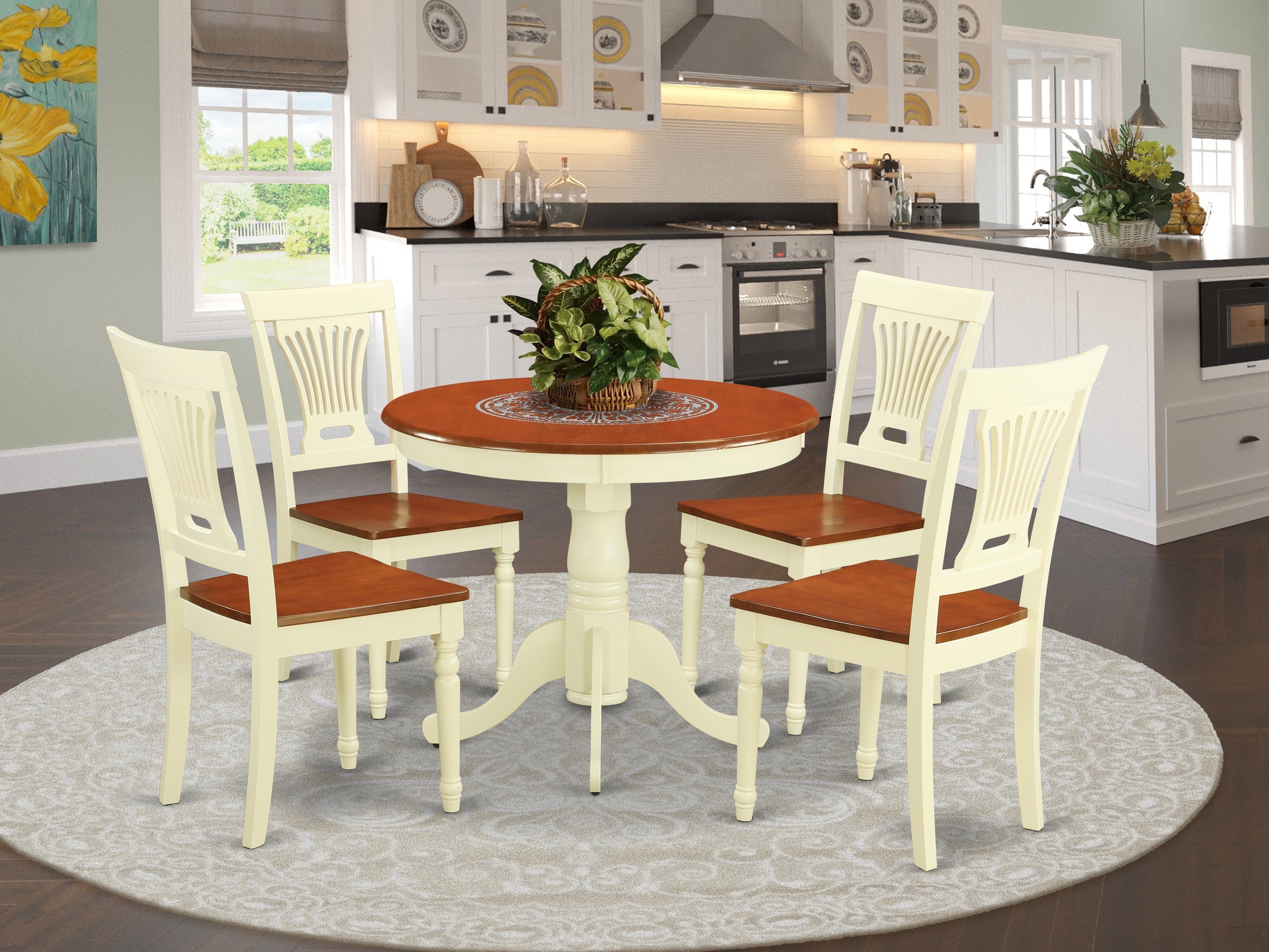 ANPL5-WHI-W 5 Pc Kitchen Table set-small Kitchen Table plus 4 Kitchen Dining Chairs