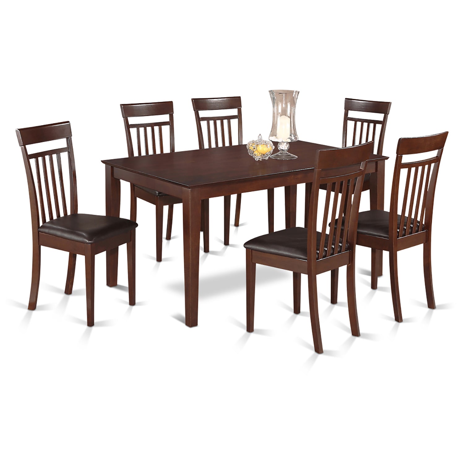 CAP7S-MAH-LC 7 PC Dining room set- Dinette Table and 6 Dining Chairs