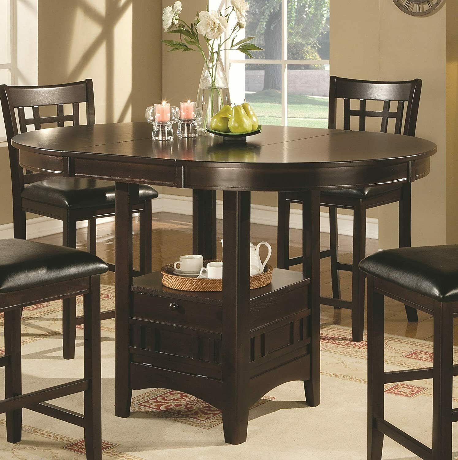 Lavon Oval Counter Height Drop Leaf Dining Table Espresso 102888