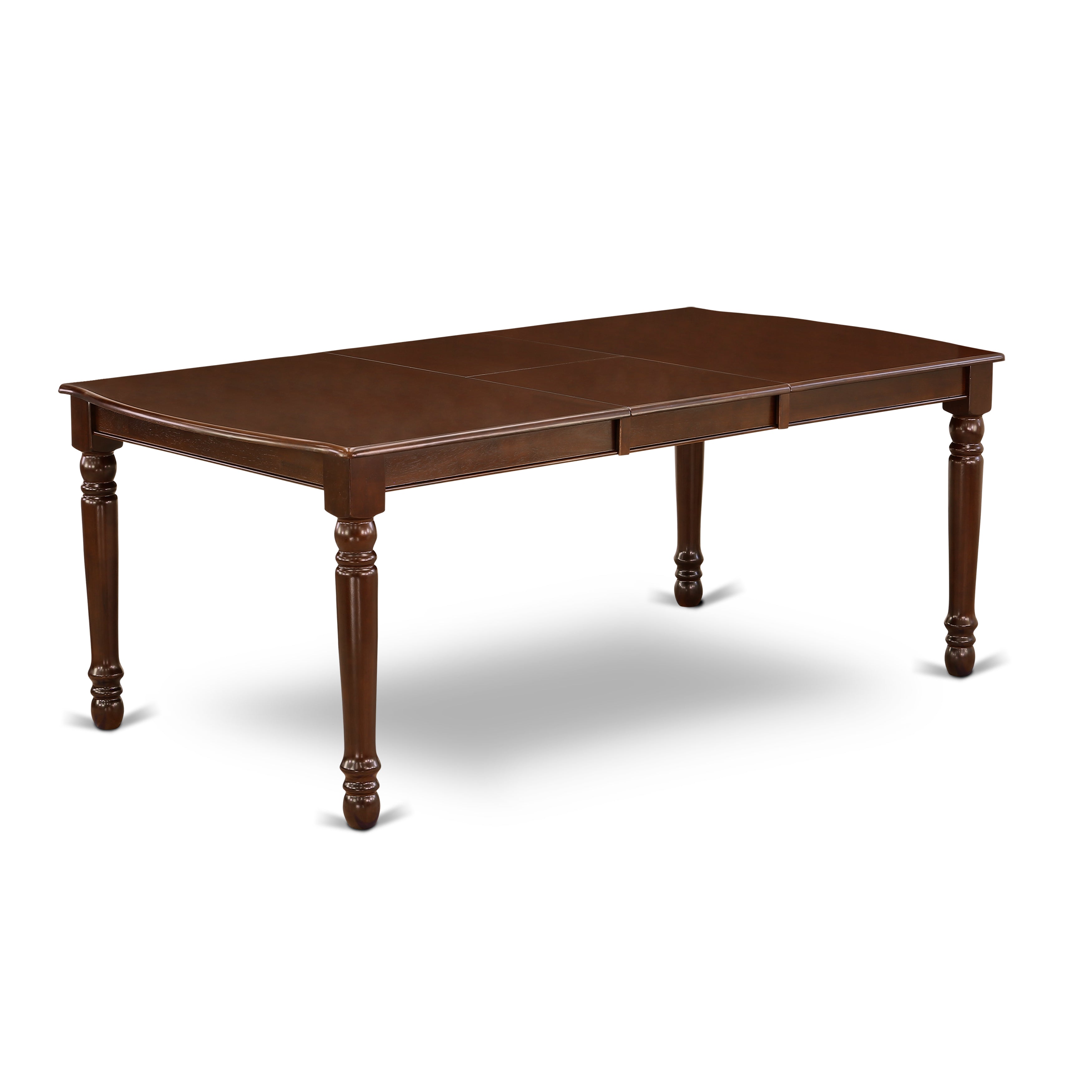 DOAB7-MAH-18 7Pc Rectangle 60/78 Inch Table With 18 In Leaf And 6 Parson Chair With Mahogany Leg And Linen Fabric Coffee