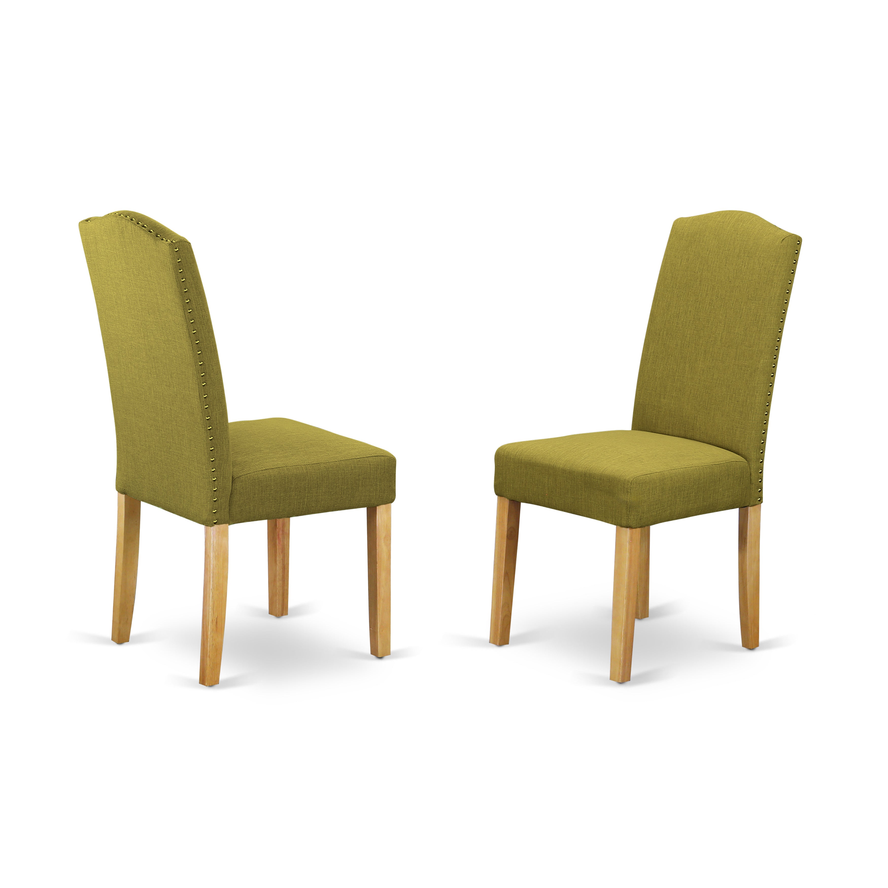 East West Furniture MZEN5-OAK-08 5Pc Dining Table Set for 4 Contains a Wood Table and 4 Parsons Dining Room Chairs with Light Pickle Color Linen Fabric, Drop Leaf Table with Full Back Chairs, Oak Finish
