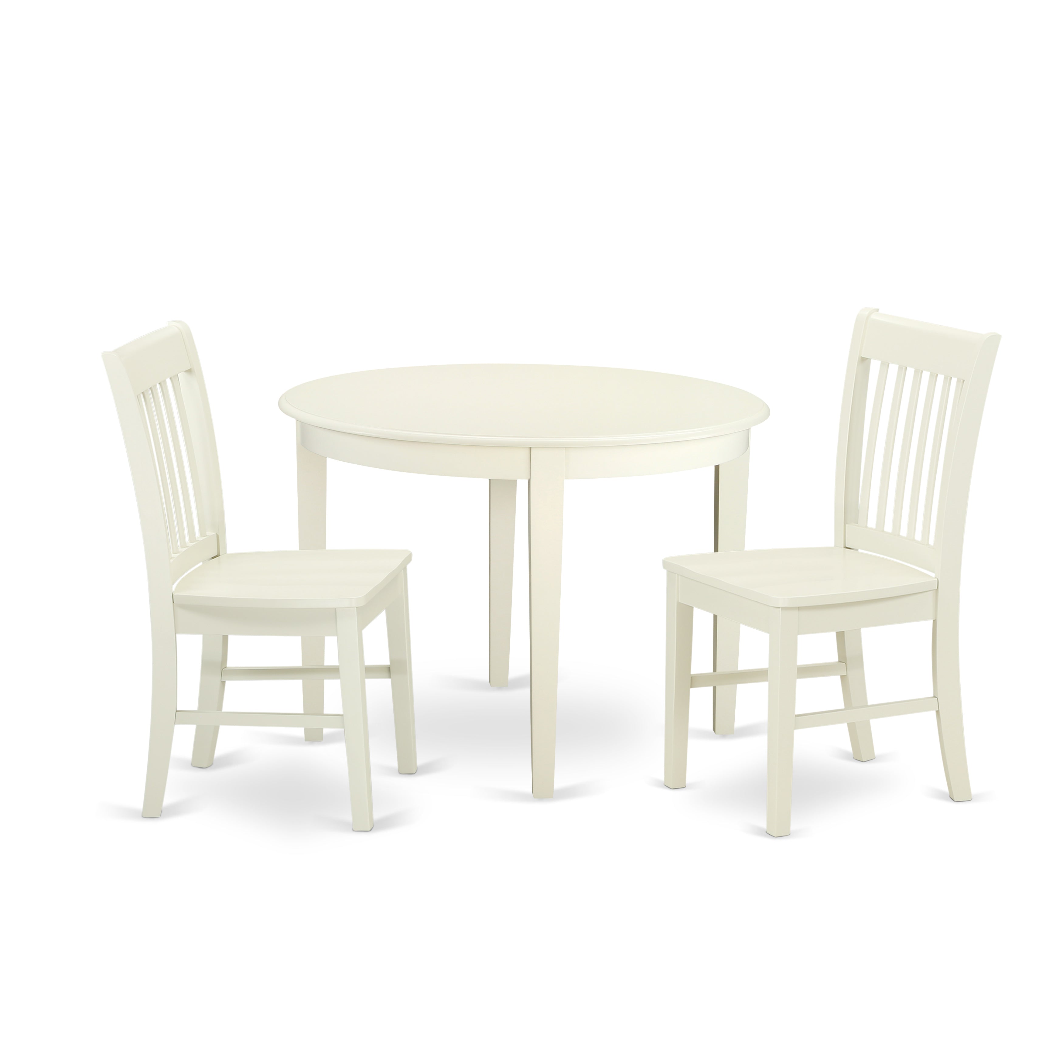 BONO3-WHI-W 3 Pc Kitchen table set with a Dining Table and 2 Faux Leather Kitchen Chairs in Linen White