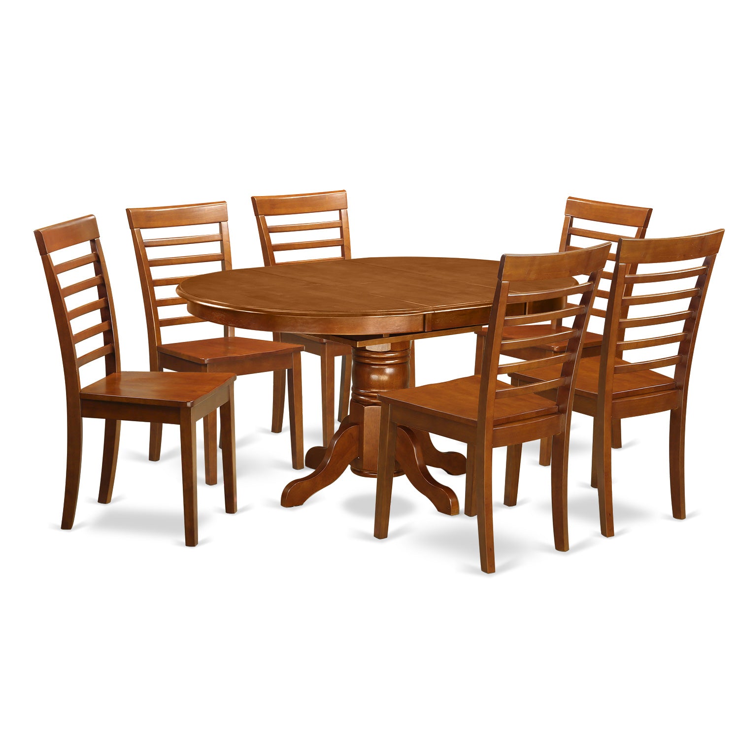 AVML7-SBR-W 7 PC Dining set-Oval Dining Table with Leaf and 6 Dining Chairs