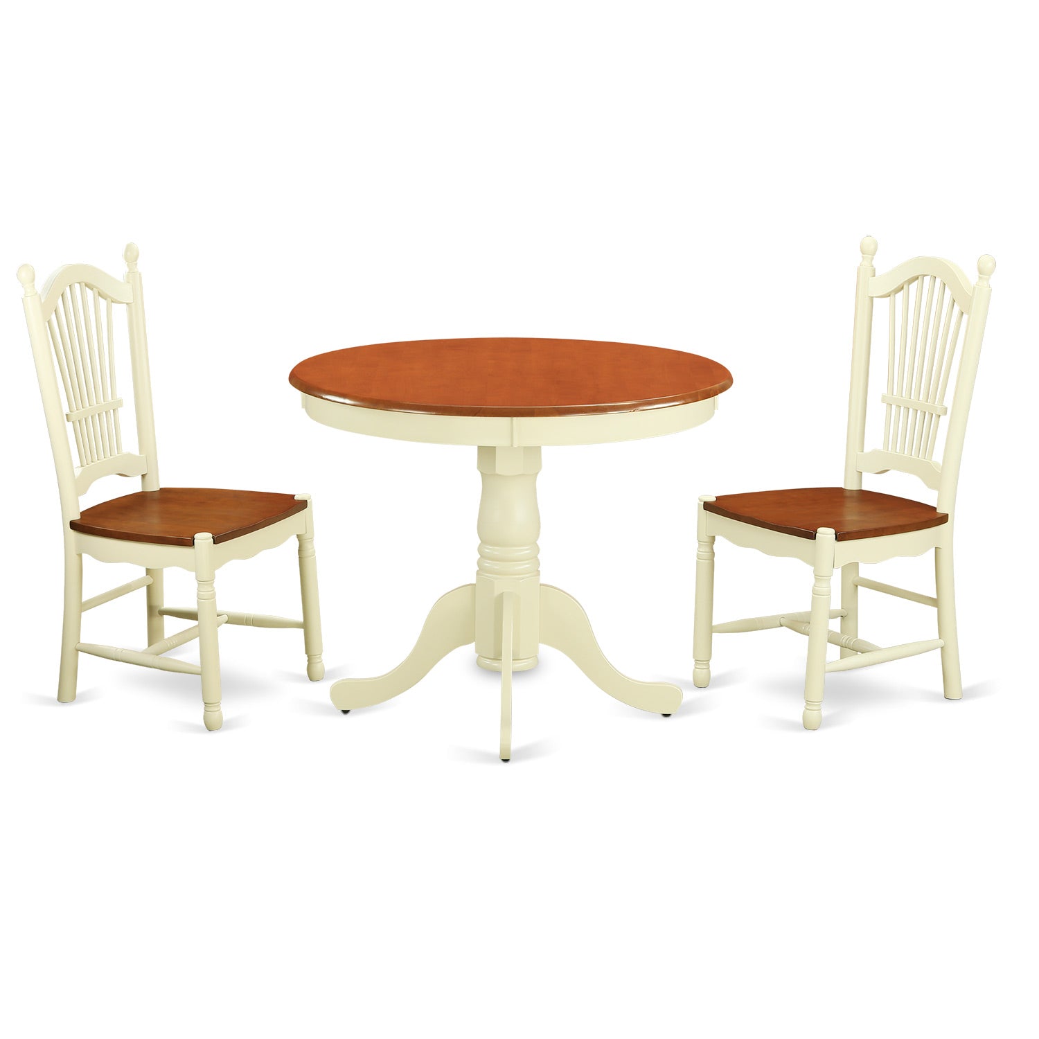 ANDO3-WHI-W 3 Pc Kitchen Table set-Kitchen Table and 2 Kitchen Dining Chairs