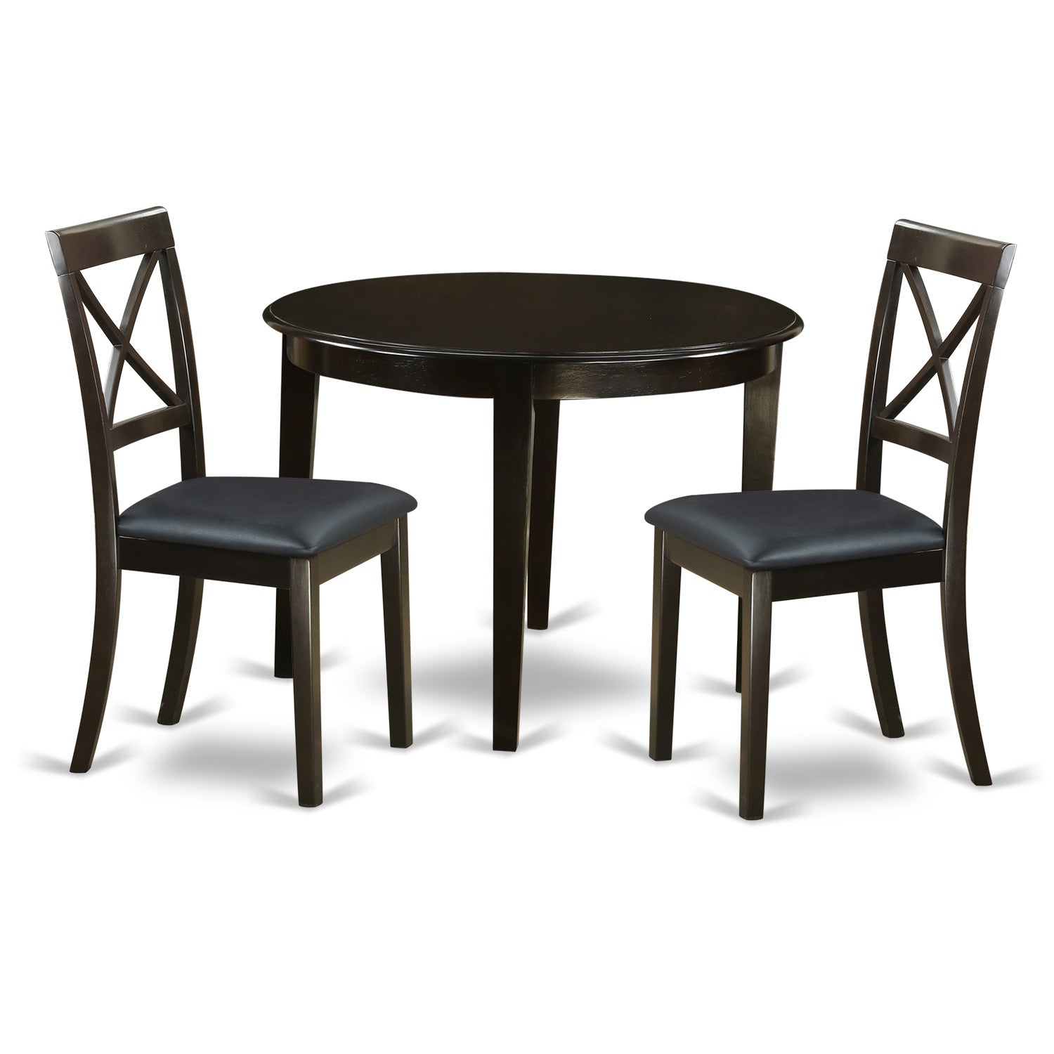 BOST3-CAP-LC 3 Pc small Kitchen Table set-round Table and 2 Dining Chairs.