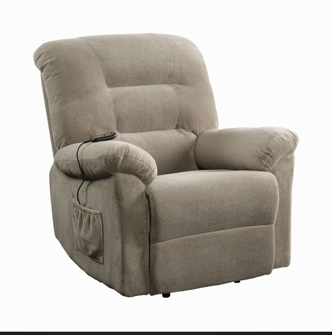 Coaster Power Lift Recliner, Taupe Textured Chenille Fabric