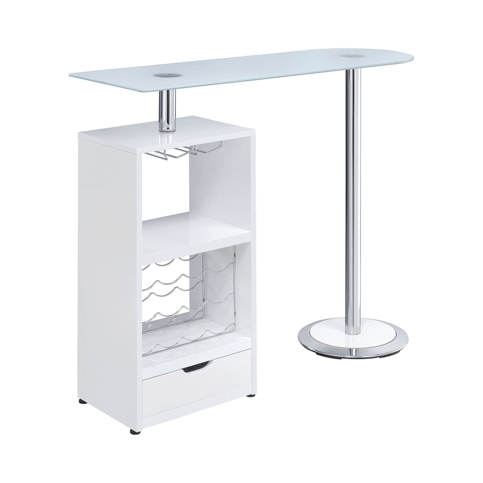 Koufax 1-Drawer Bar Table Glossy White