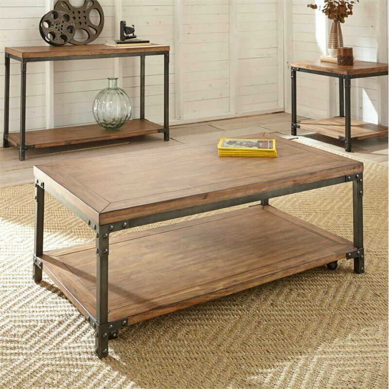 Lantana Coffee Table with Caster in Antique Brown Honey