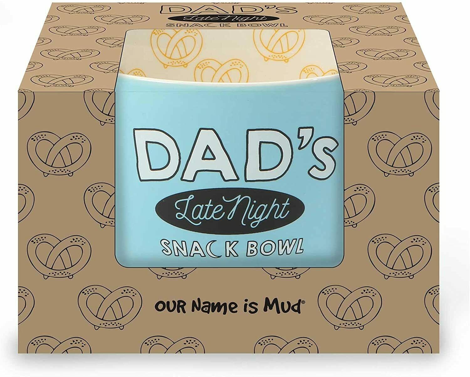 Our Name is Mud “Dad’s Late Night Snack Bowl” Blue Stoneware Bowl, 4”x5”