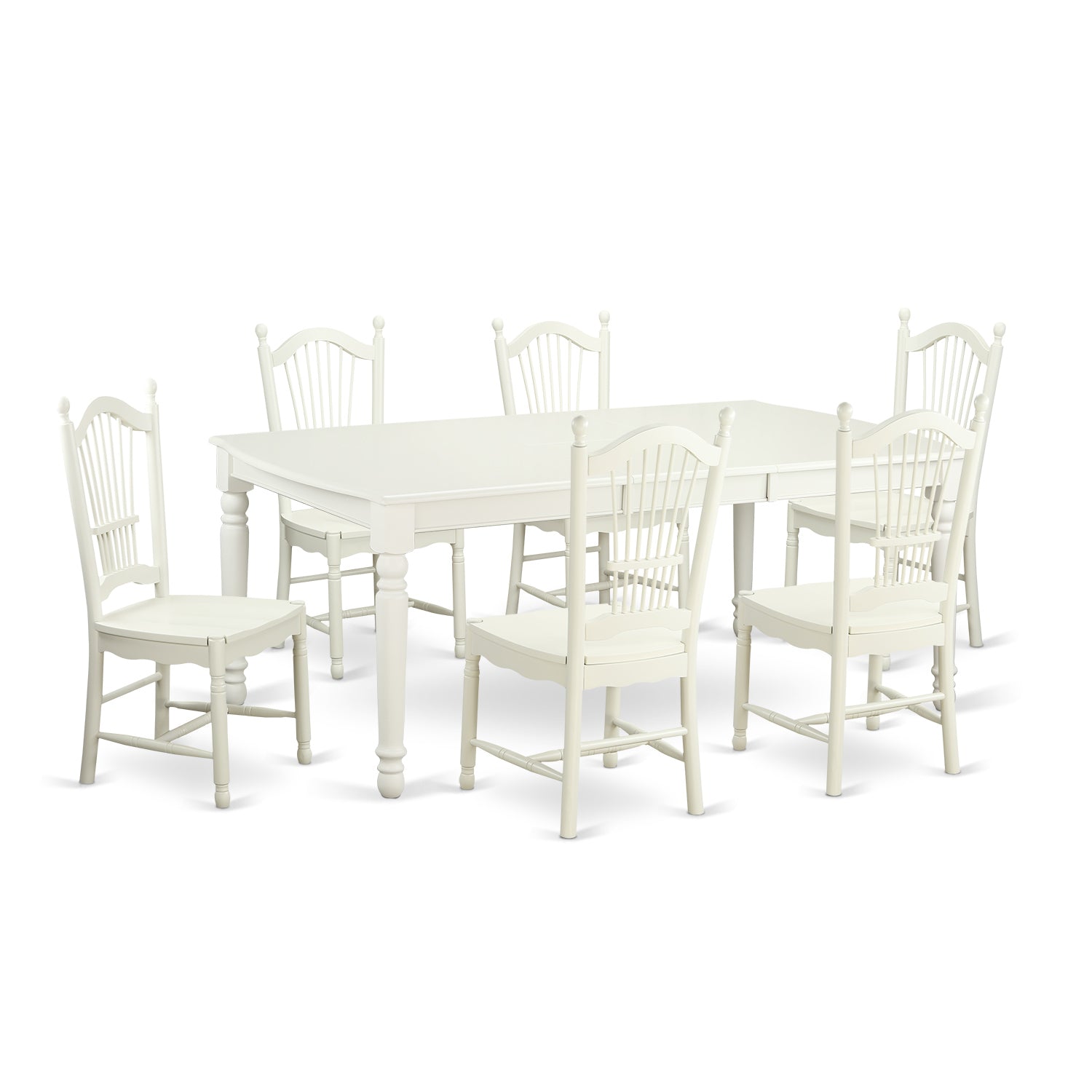 DOVE7-LWH-W Dining room sets for 6 -Kitchen dinette Table and 6 Kitchen Chairs