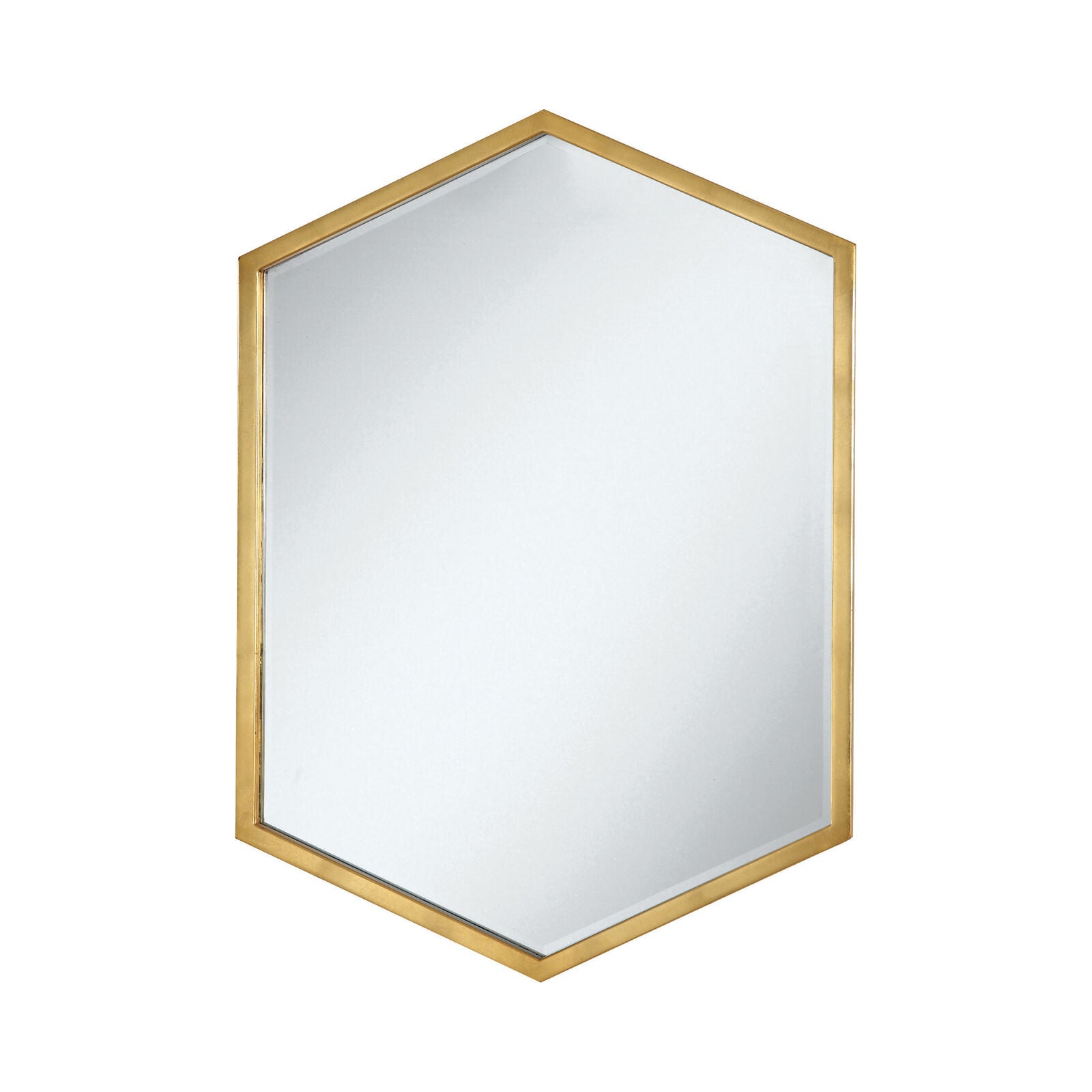 Contemporary Hexagon Shaped Accent Wall Mirror With Gold Frame 902356