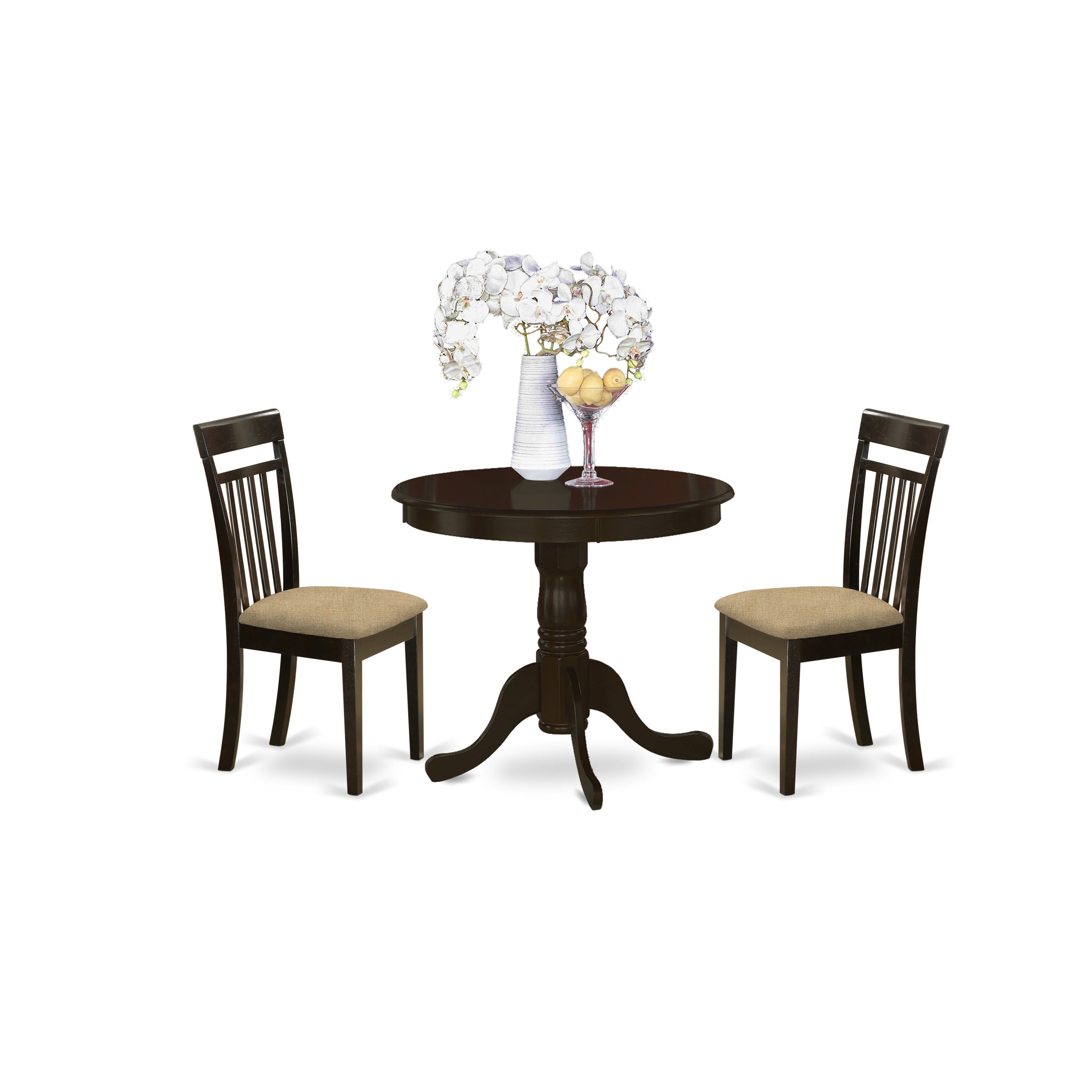 ANCA3-CAP-C 3 Pc small Kitchen Table set-breakfast nook plus 2 dinette Chairs