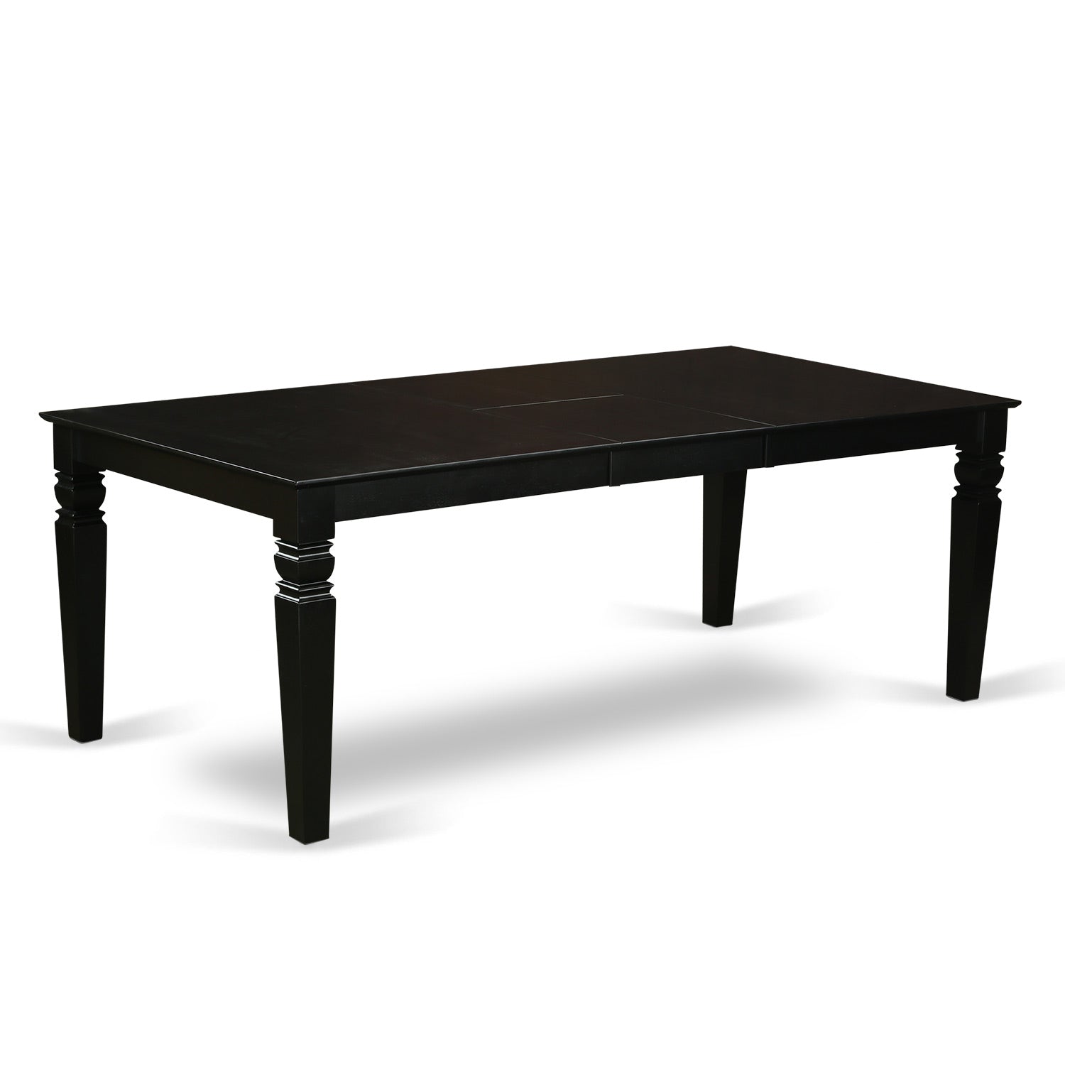 LGAB5-BLK-06 5Pc Rectangular 66/84 Inch Table With 18 In Leaf And Four Parson Chair With Black Leg And Linen Fabric Shitake