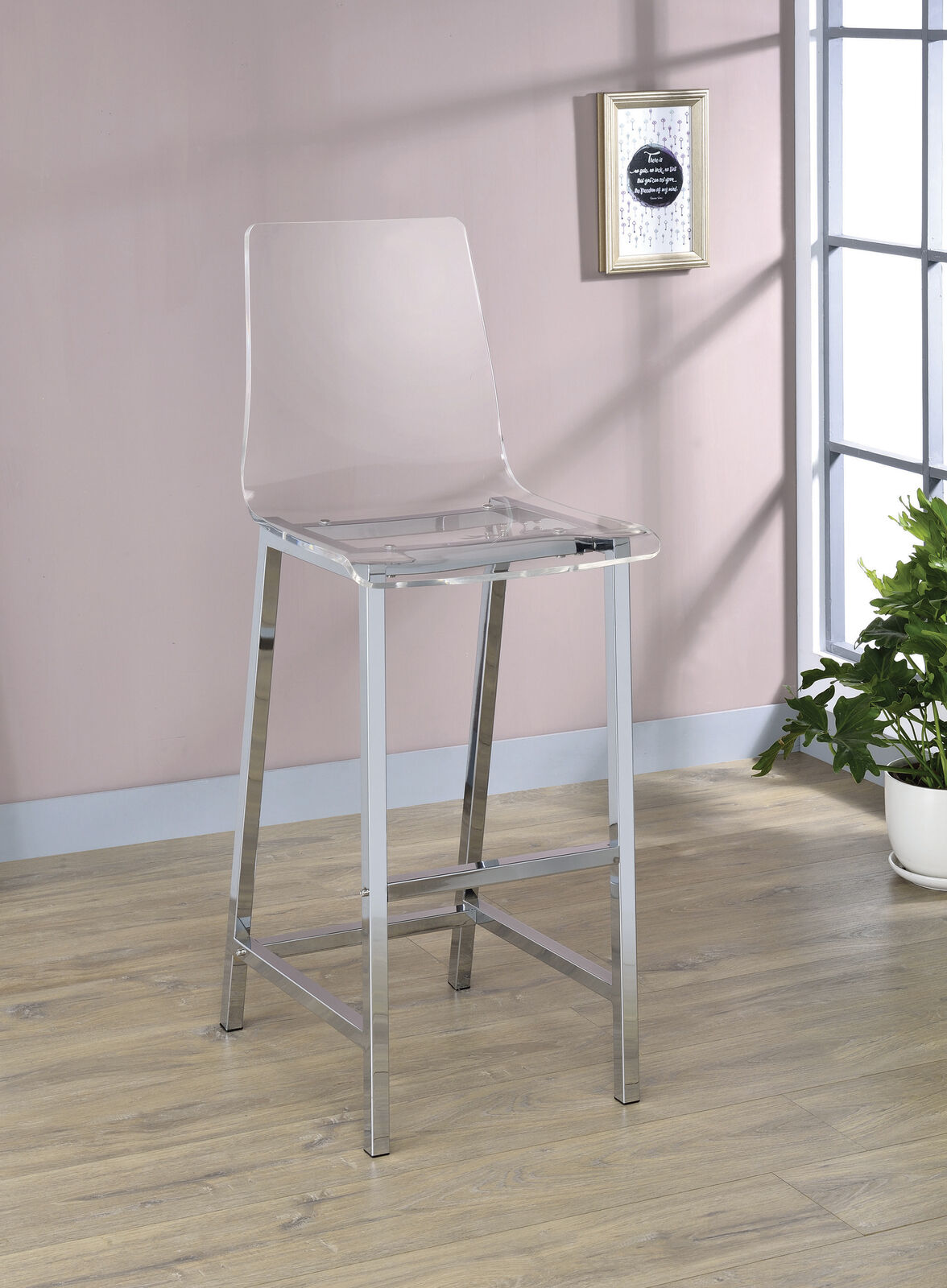 Juelia Bar Stools Chrome and Clear Acrylic (Set of 2)