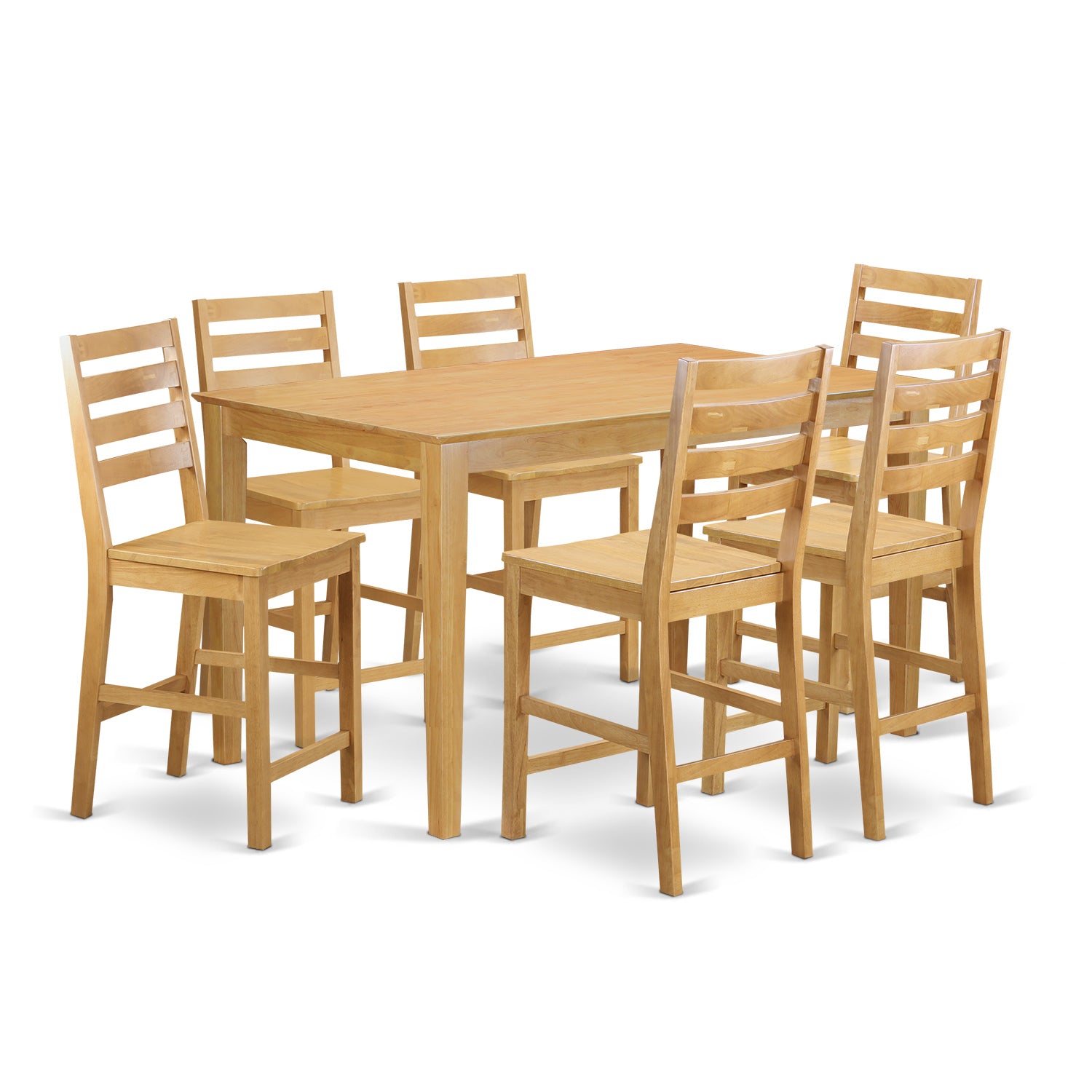 CACF7H-OAK-W 7 Pc counter height set - high Table and 6 dinette Chairs.