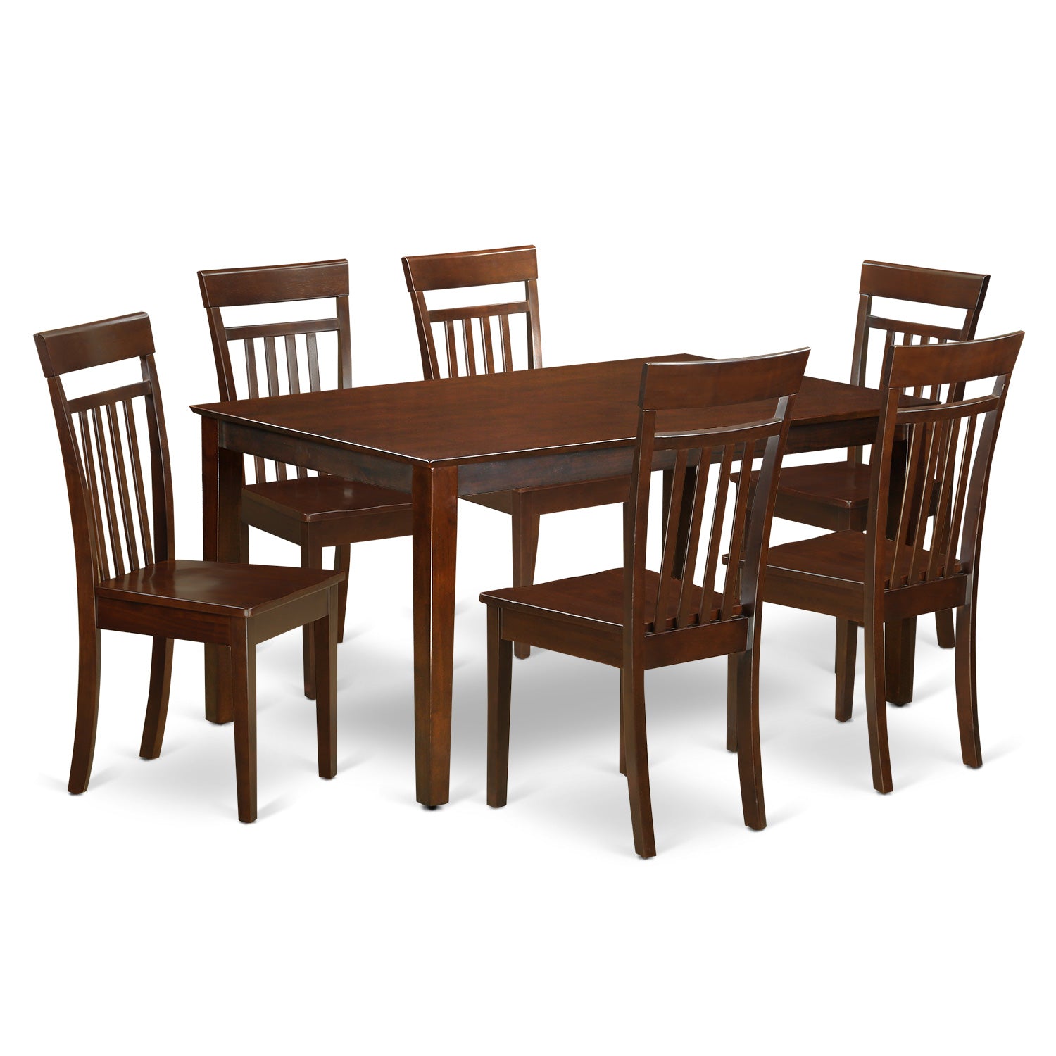 CAP7S-MAH-W 7 PC Dining room set for 6 - Dining Table and 6 Dining Chairs