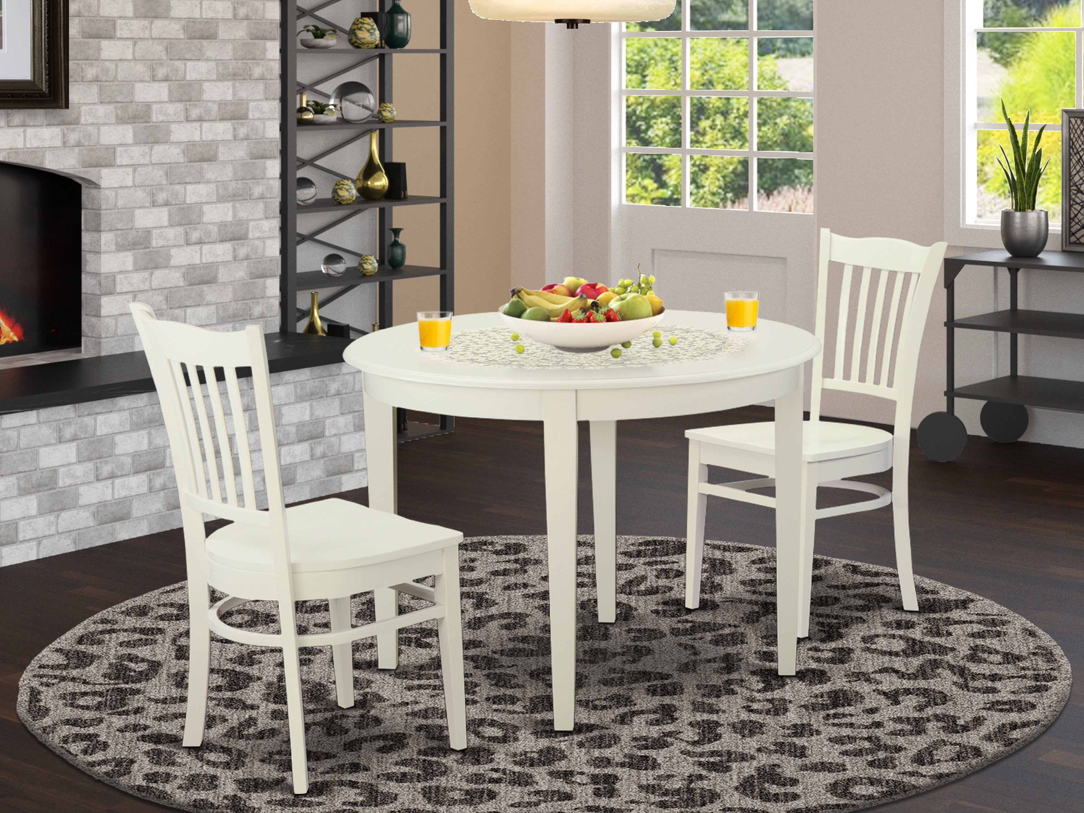 BOGR3-WHI-W 3 Pc dinette Table set for 2-Kitchen Table and 2 Dining Chairs