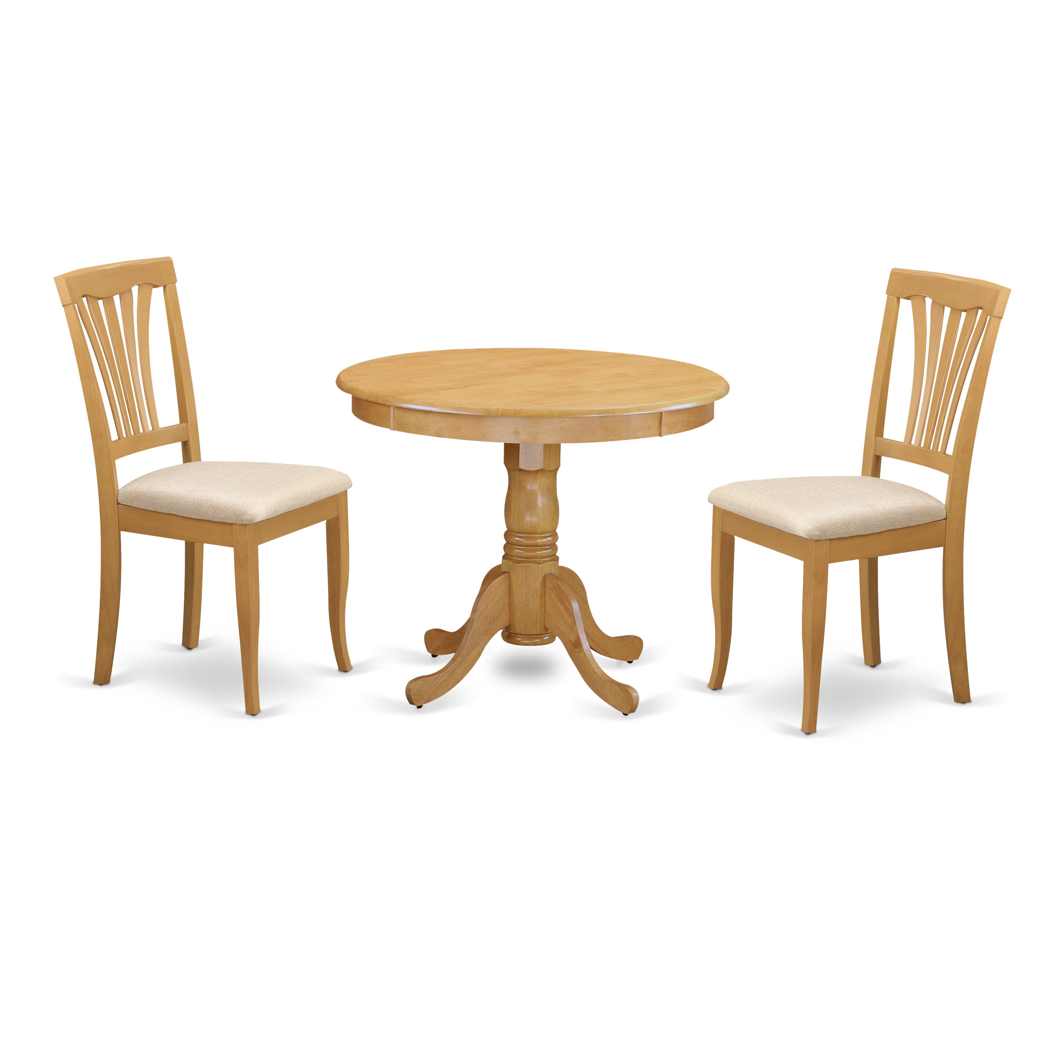 ANAV3-OAK-C 3 Pc Dining room set - Kitchen dinette Table and 2 Kitchen Dining Chairs