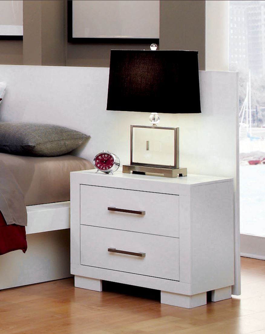 Jessica Collection Modern 2-Drawer Nightstand White