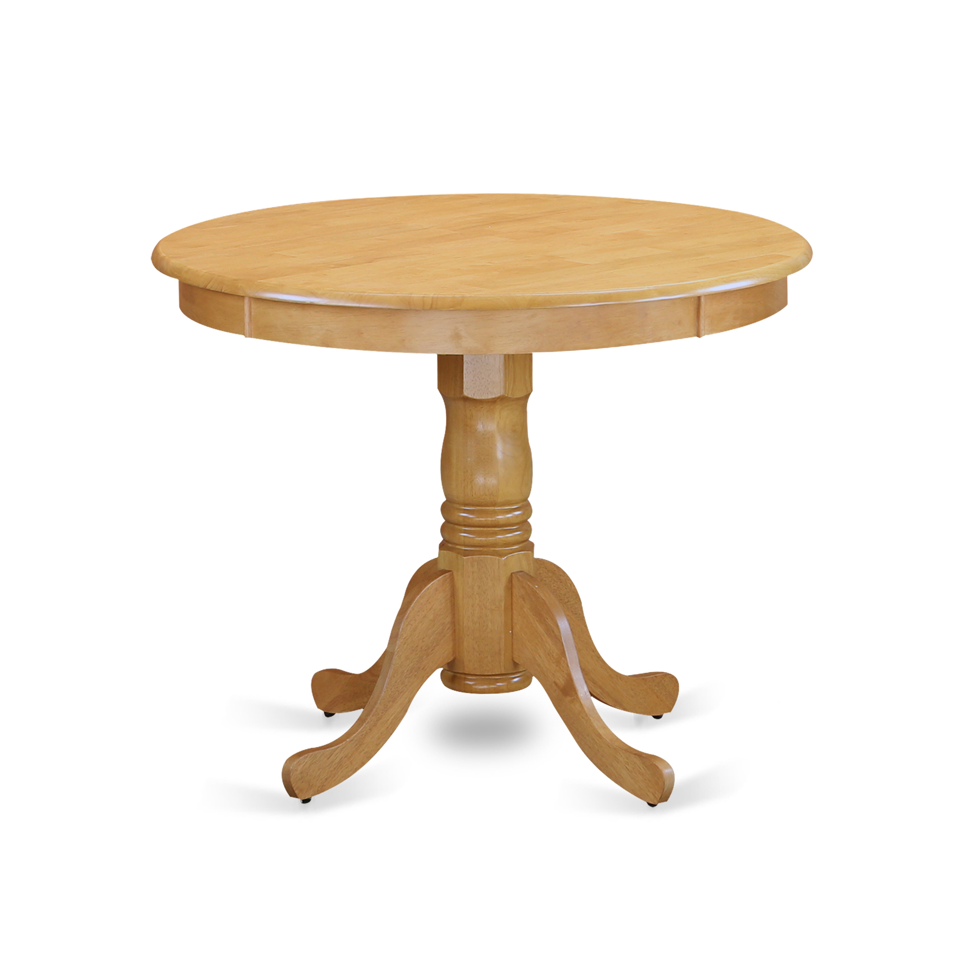 ANAB3-OAK-55 3Pc Rounded 36 Inch Dinette Table And Two Parson Chair With Oak Leg And Pu Leather Color Oasis