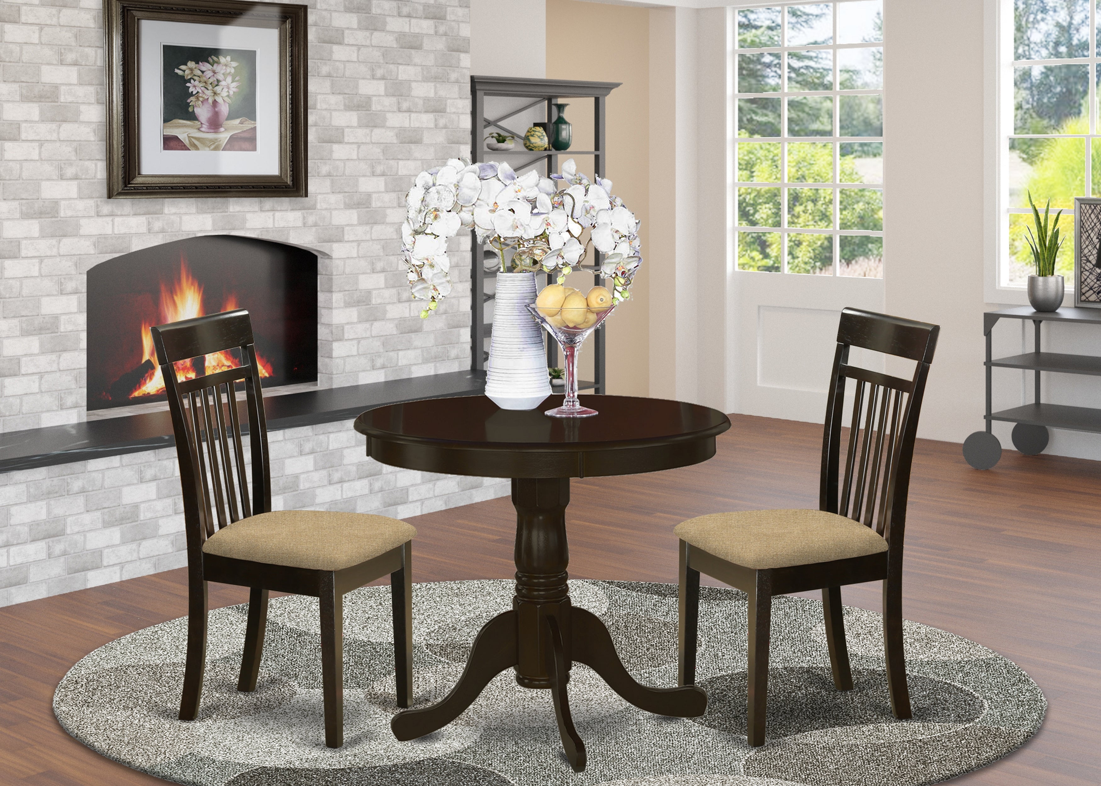 ANCA3-CAP-C 3 Pc small Kitchen Table set-breakfast nook plus 2 dinette Chairs