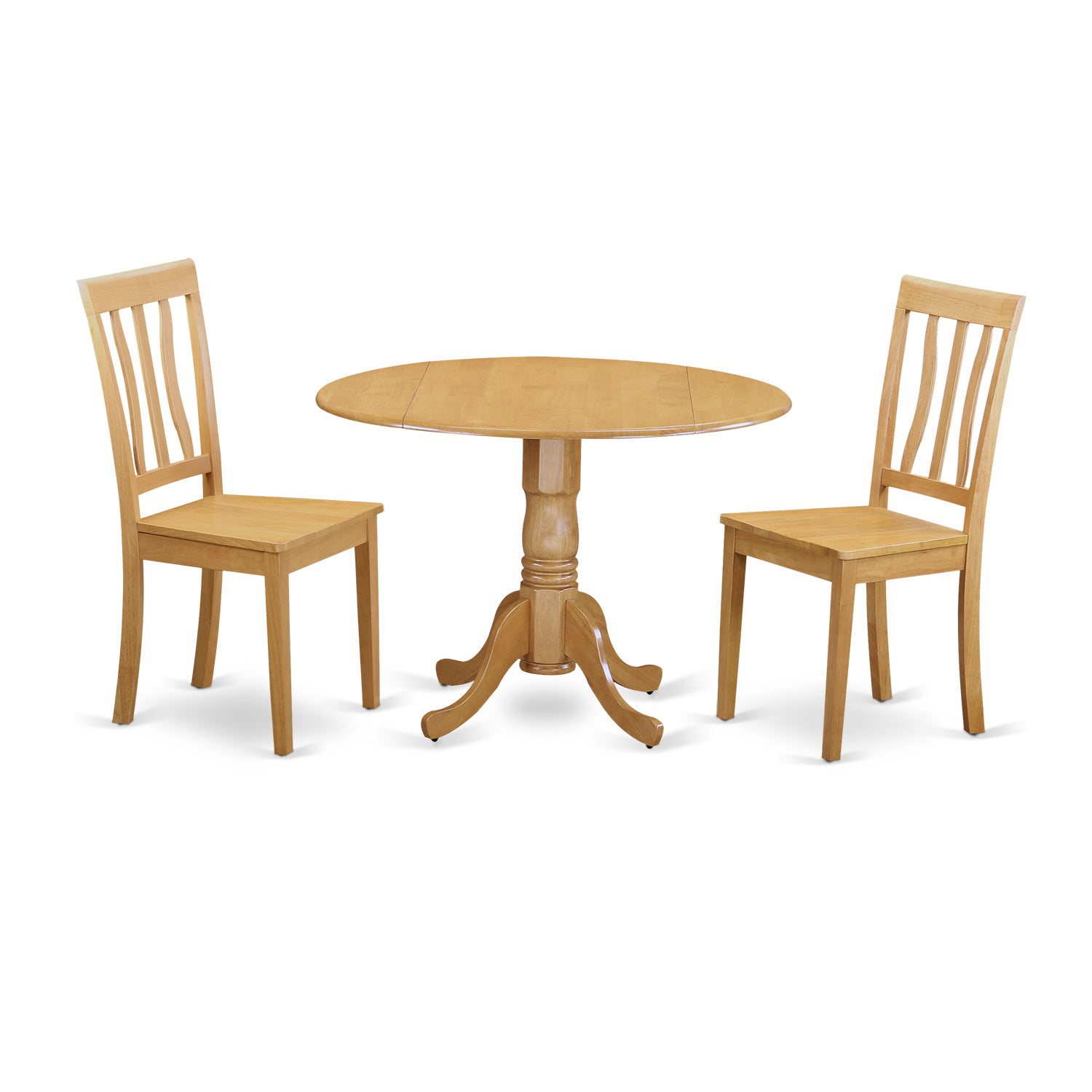 DLAN3-OAK-W 3 Pc Dining room set - Kitchen dinette Table and 2 Dining Chairs