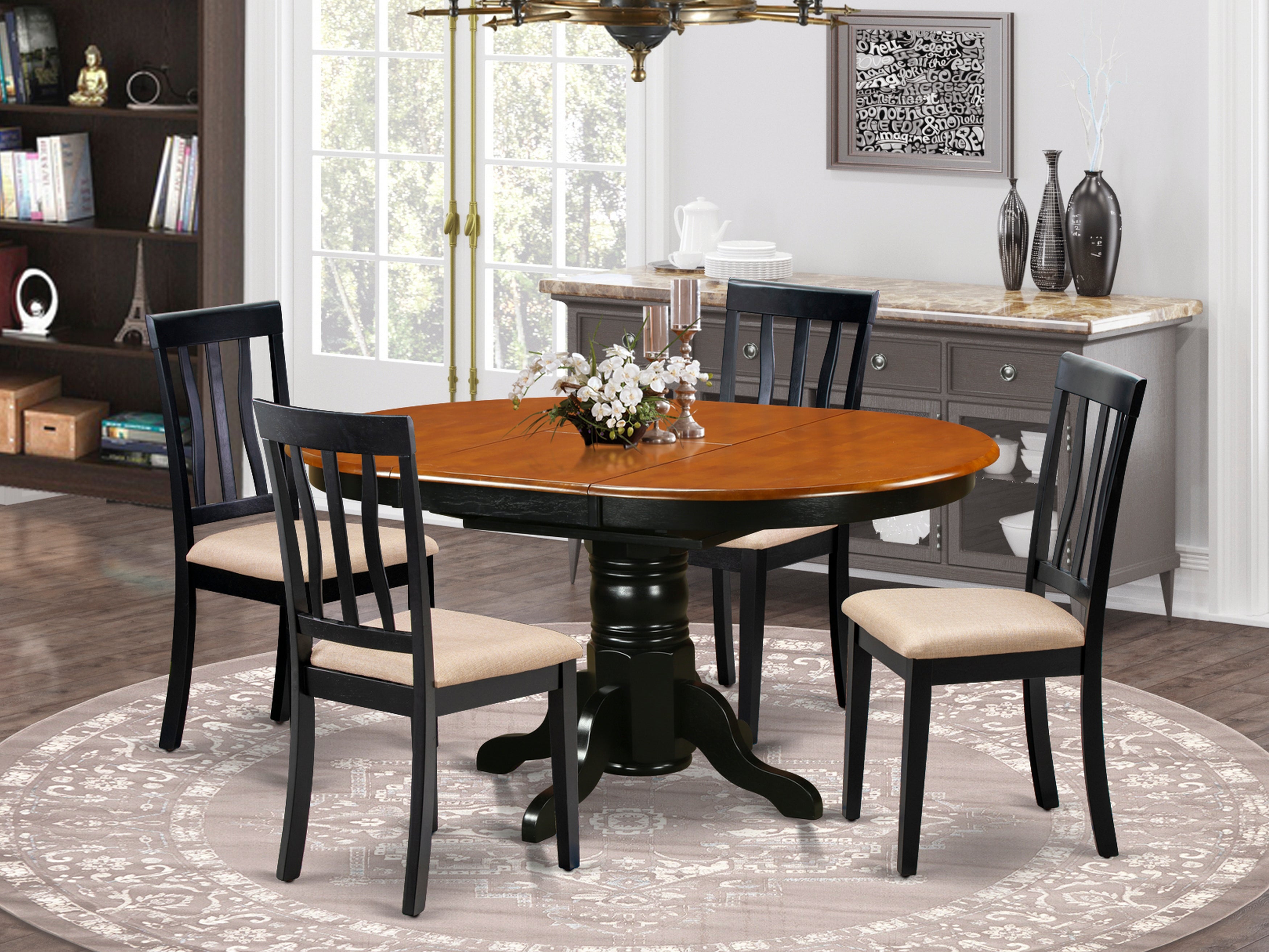 AVAT5-BLK-C 5 Pc Dining room set with 4 cusion chairs