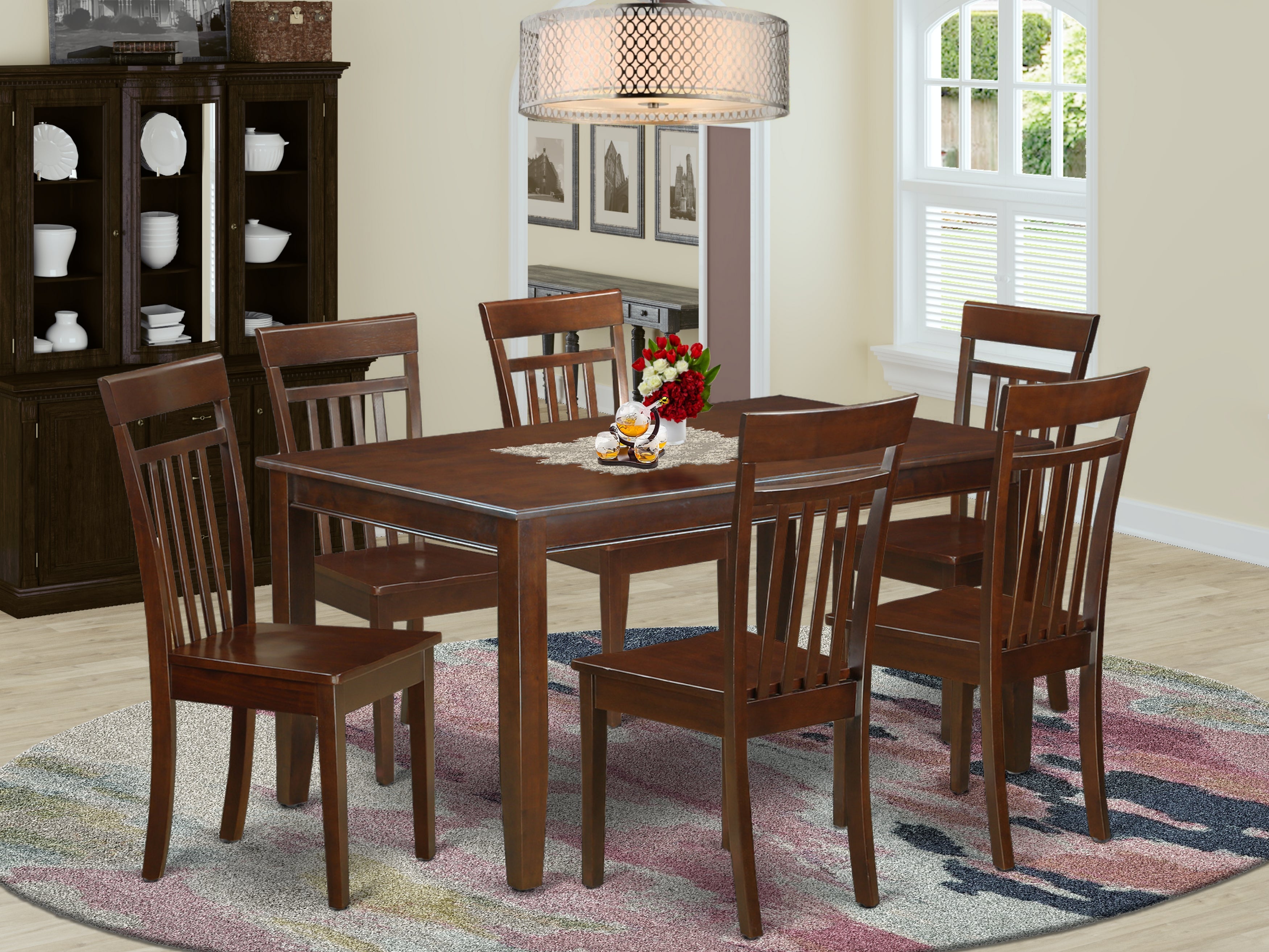 DUCA7-MAH-W 7 PC Dining room set for 6- Dinette Table and 6 dinette chair