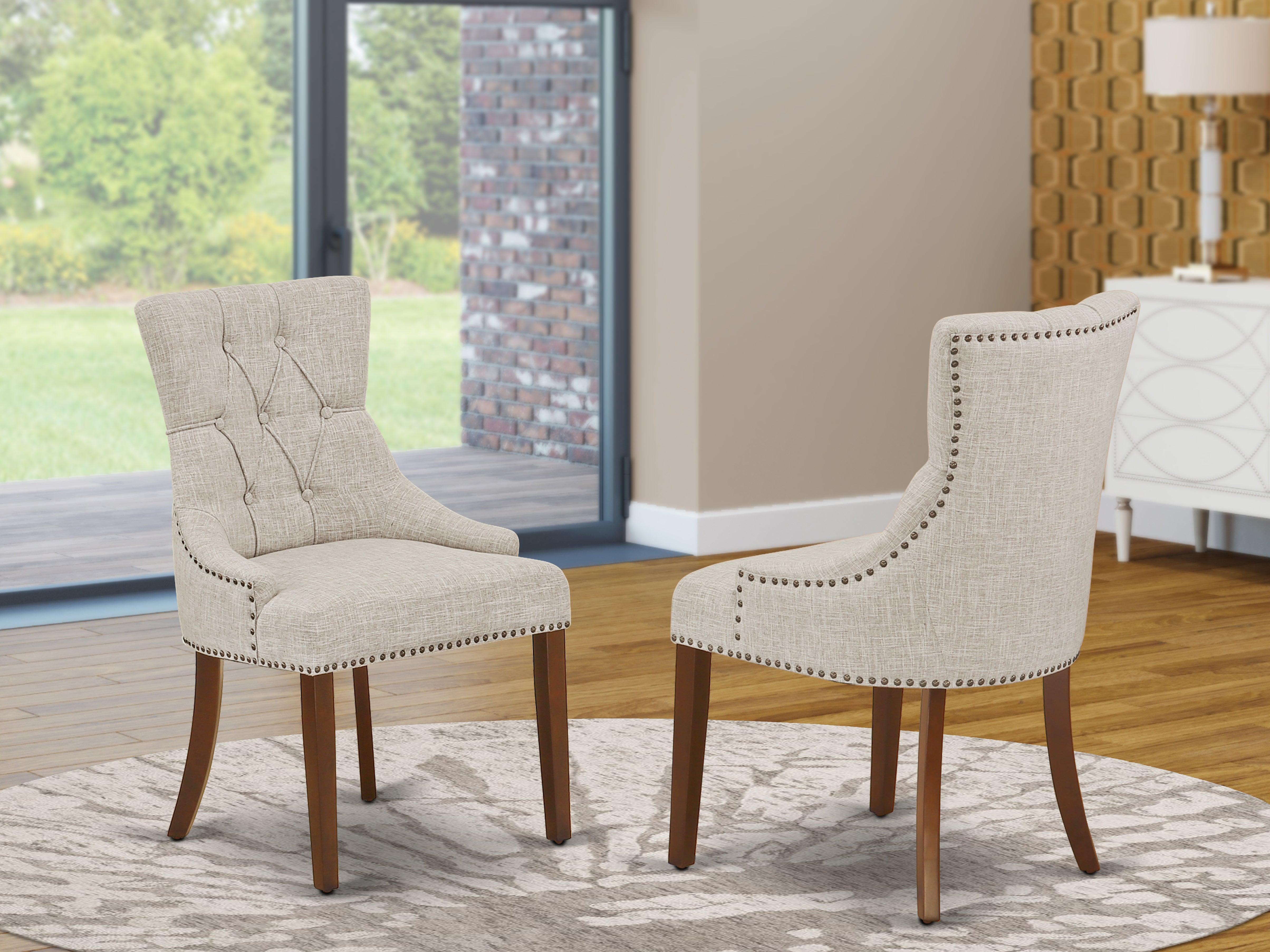 FRP3T05 Friona Parson Chair With Mahogany Leg And Linen Fabric Doeskin