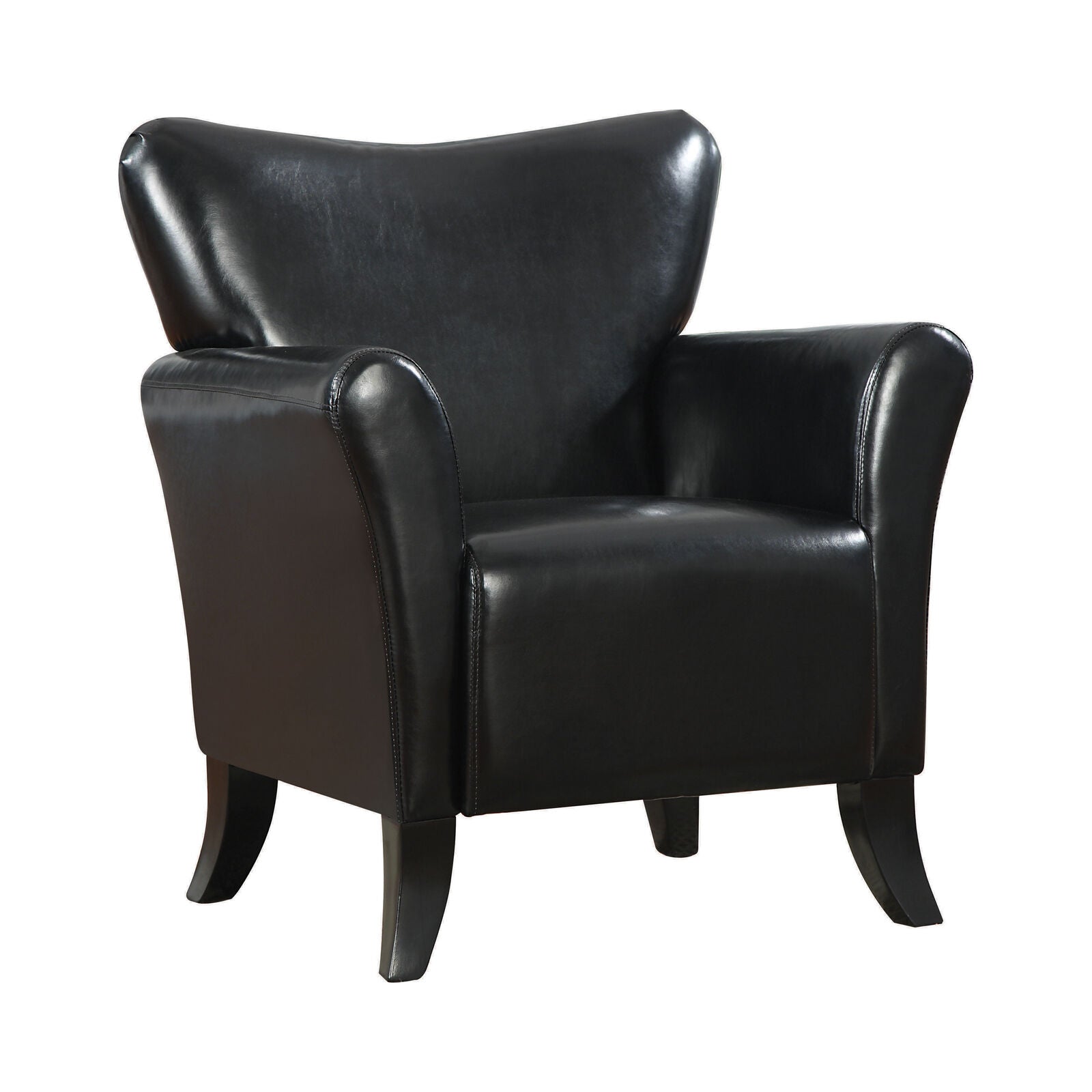 Upholstered Leatherette Flared Arm Accent Chair Black