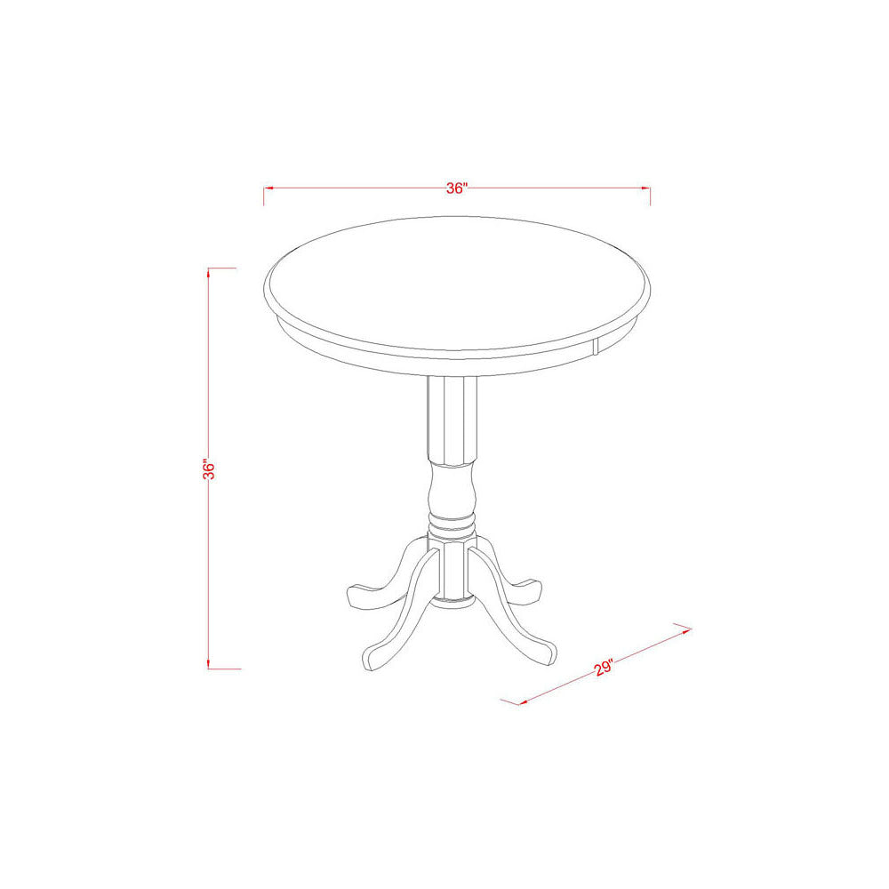 JAQU5-OAK-W 5 Pc counter height set - Dining Table and 4 bar stools.