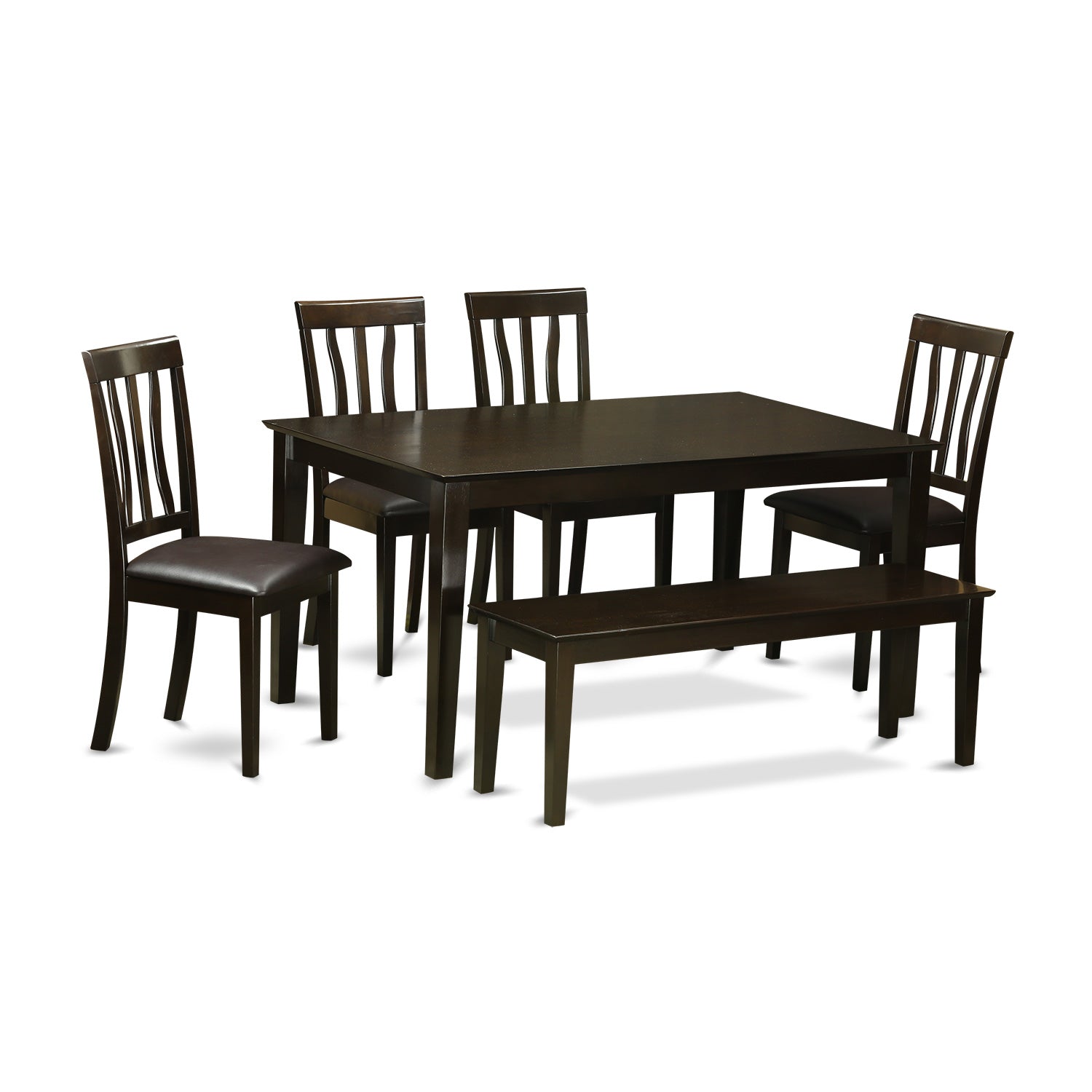 CAAN6-CAP-LC 6 Pc Dining Table with bench set- Dining Table with4 Dining Chairs and bench