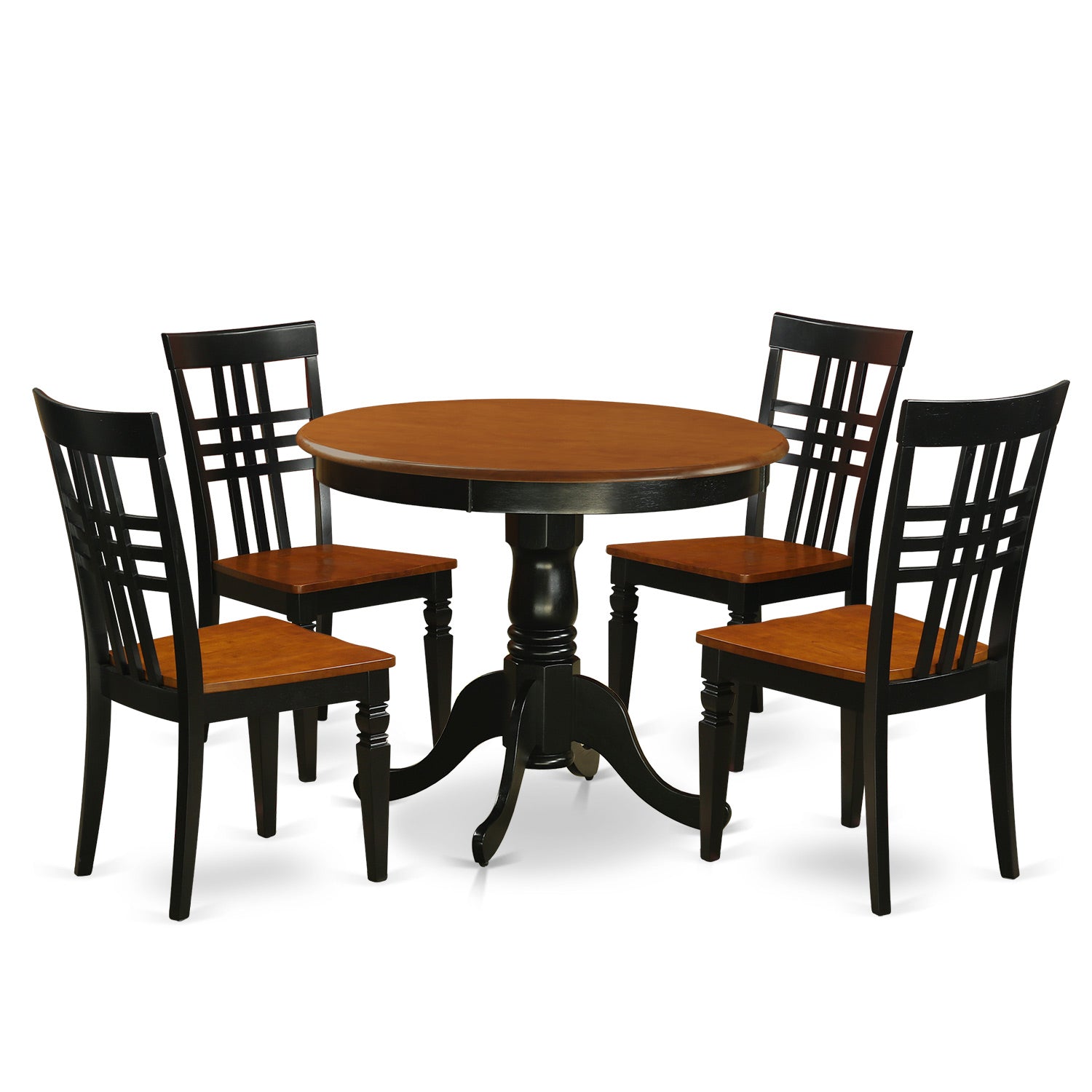 ANLG5-BCH-W 5 Pc Dining room set with a Table and 4 Dining Chairs in Black and Cherry