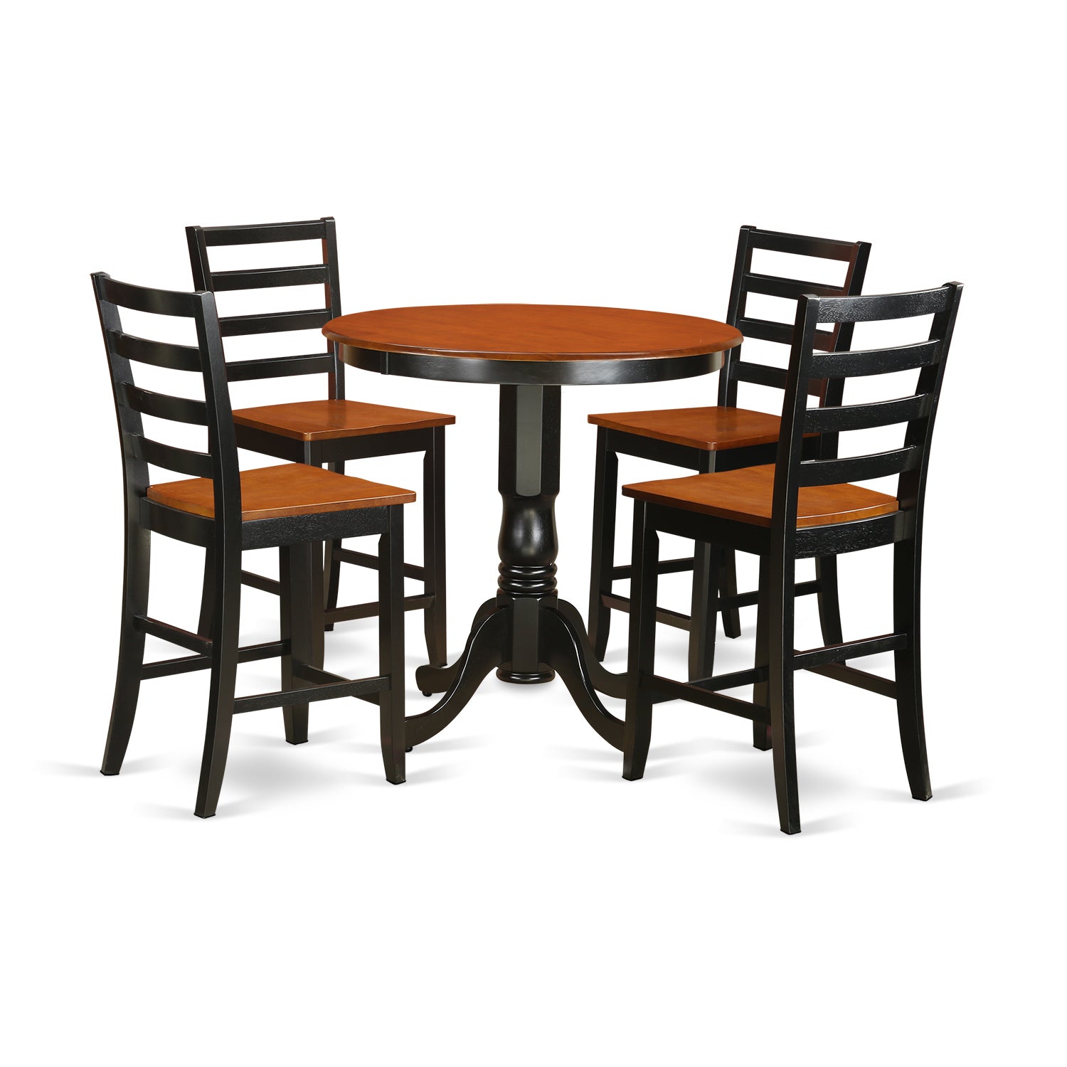 JAFA5-BLK-W 5 Pc counter height Dining room set-pub Table and 4 Dining Chairs.