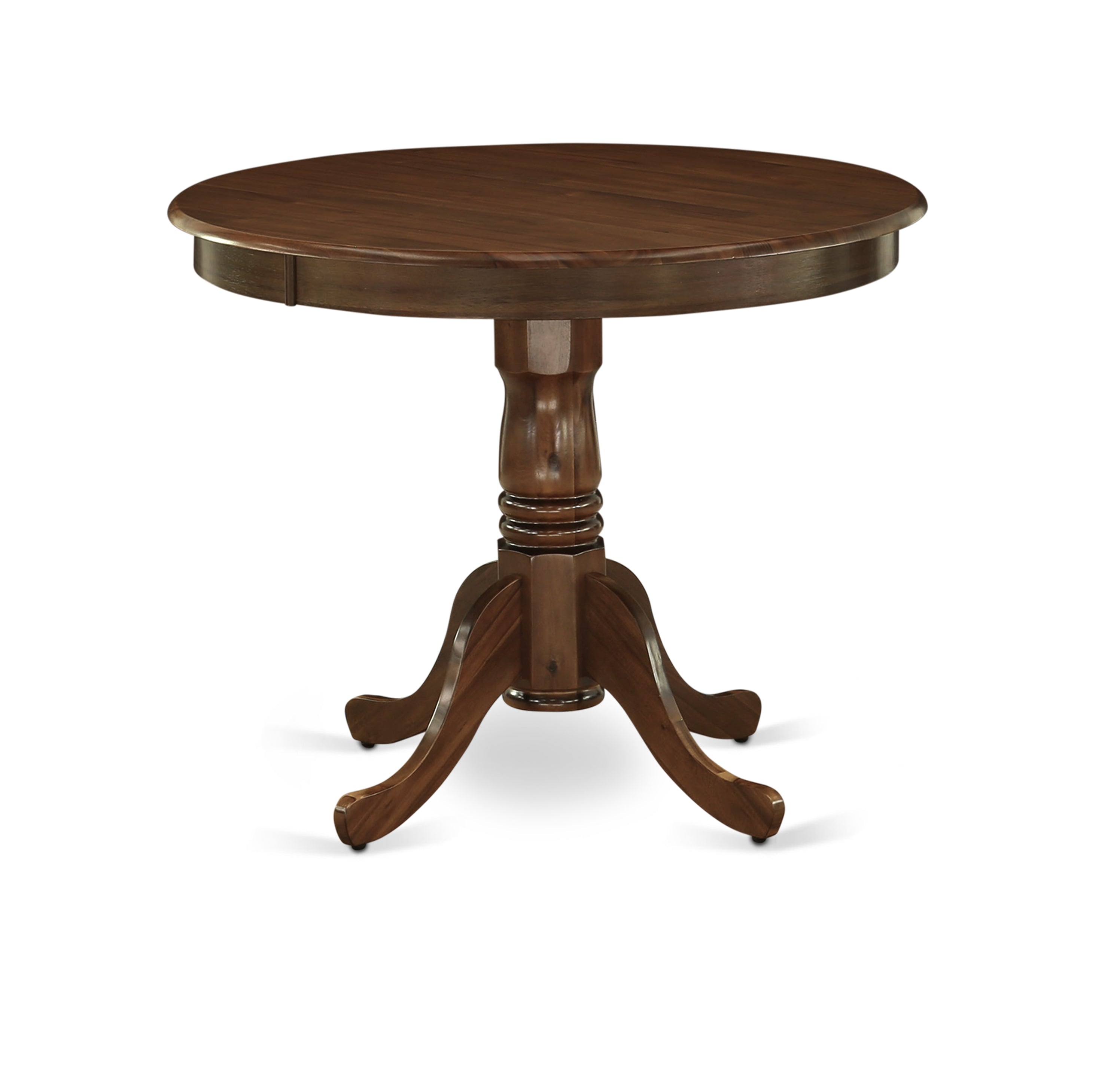 ANT-AWA-TP Antique Dining Table Made of Rubber Wood, 36 Inch Round, Walnut Finish