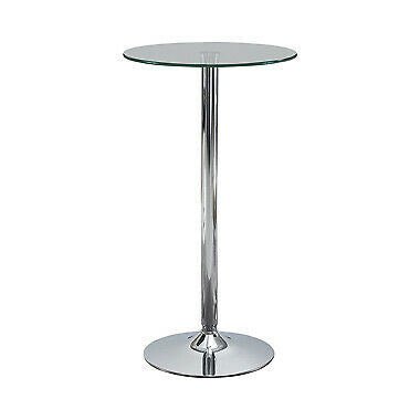 Contemporary Glass Top Round Bar Table Chrome
