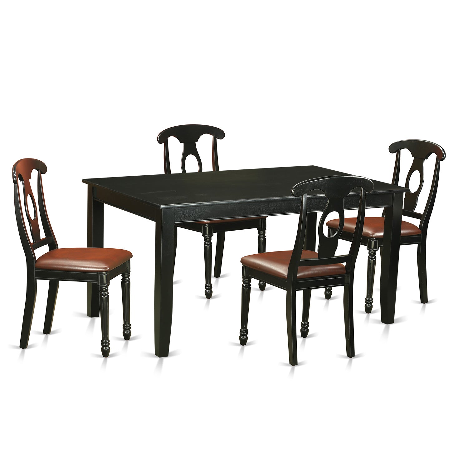 DUKE5-BLK-LC 5 PcTable and Chairs set for 4-Table and 4 Dining Chairs